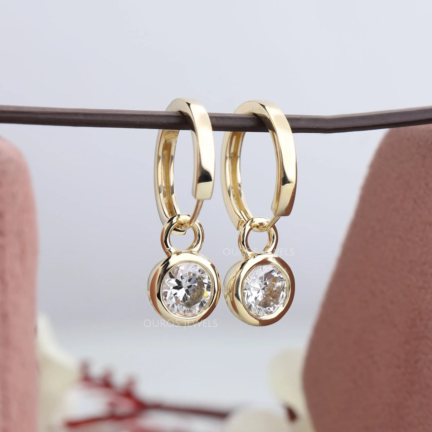 Round Lab Diamond Hoop Drop Earrings