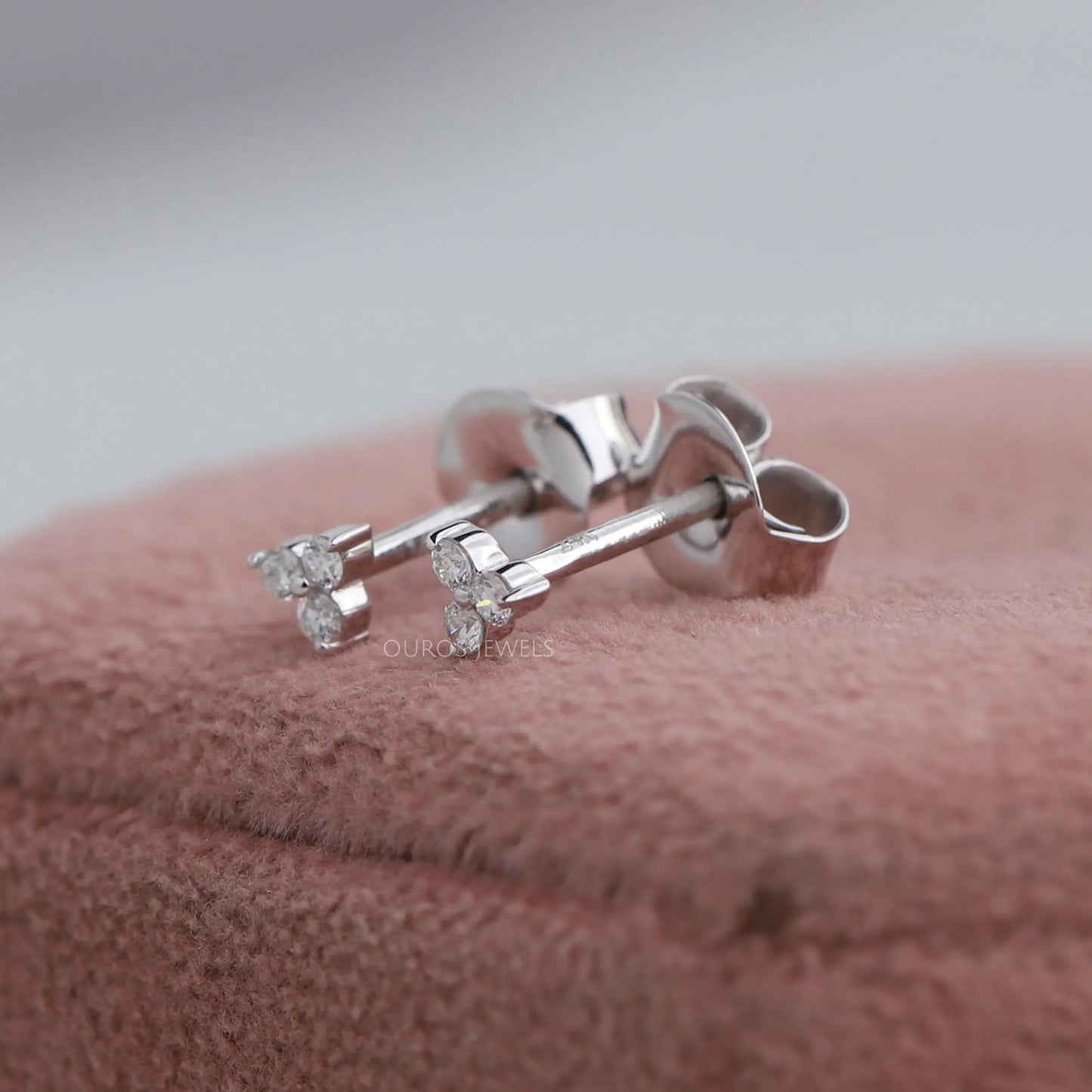 Round Diamond Screw Back Earrings