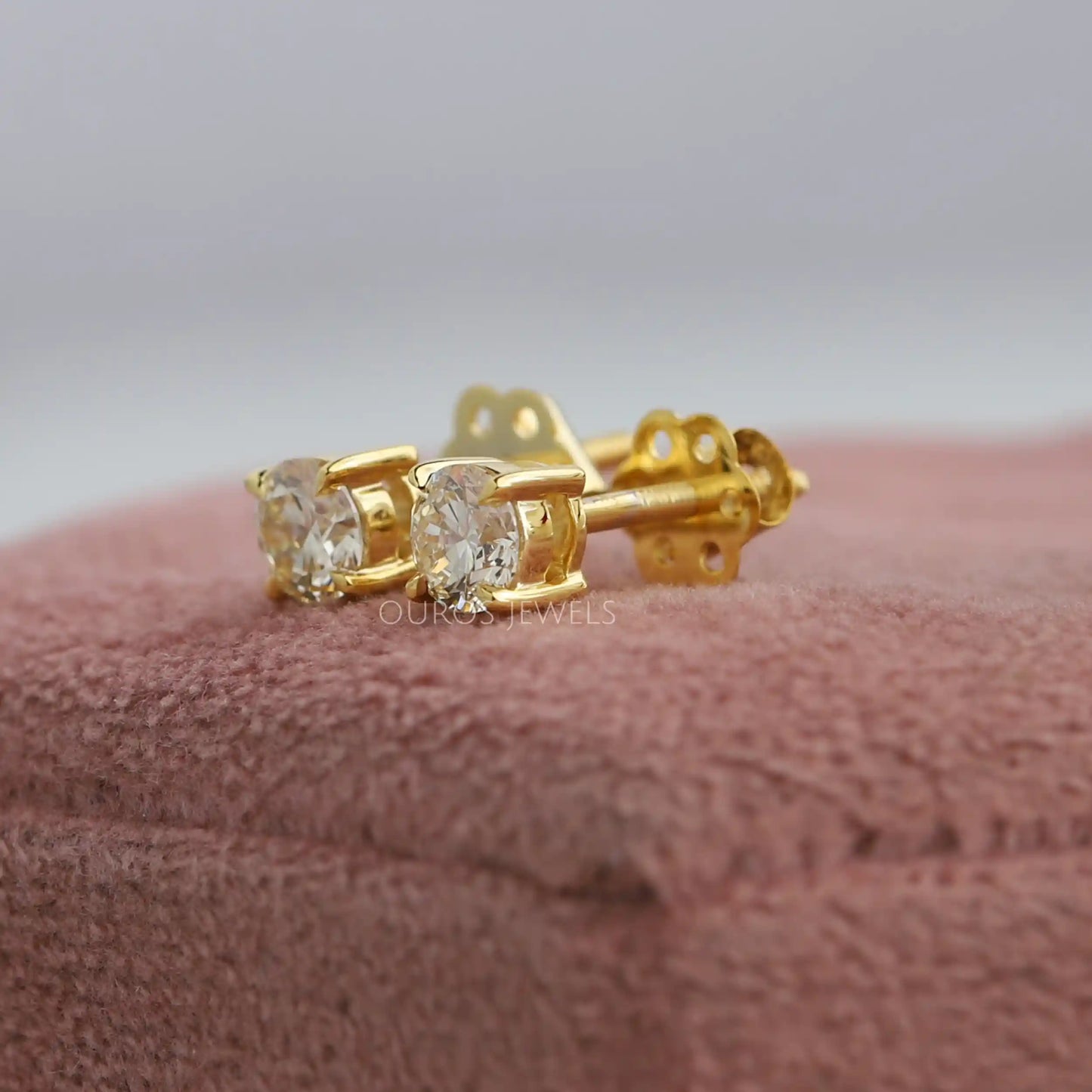 Fancy Yellow Round Cut Diamond Earrings