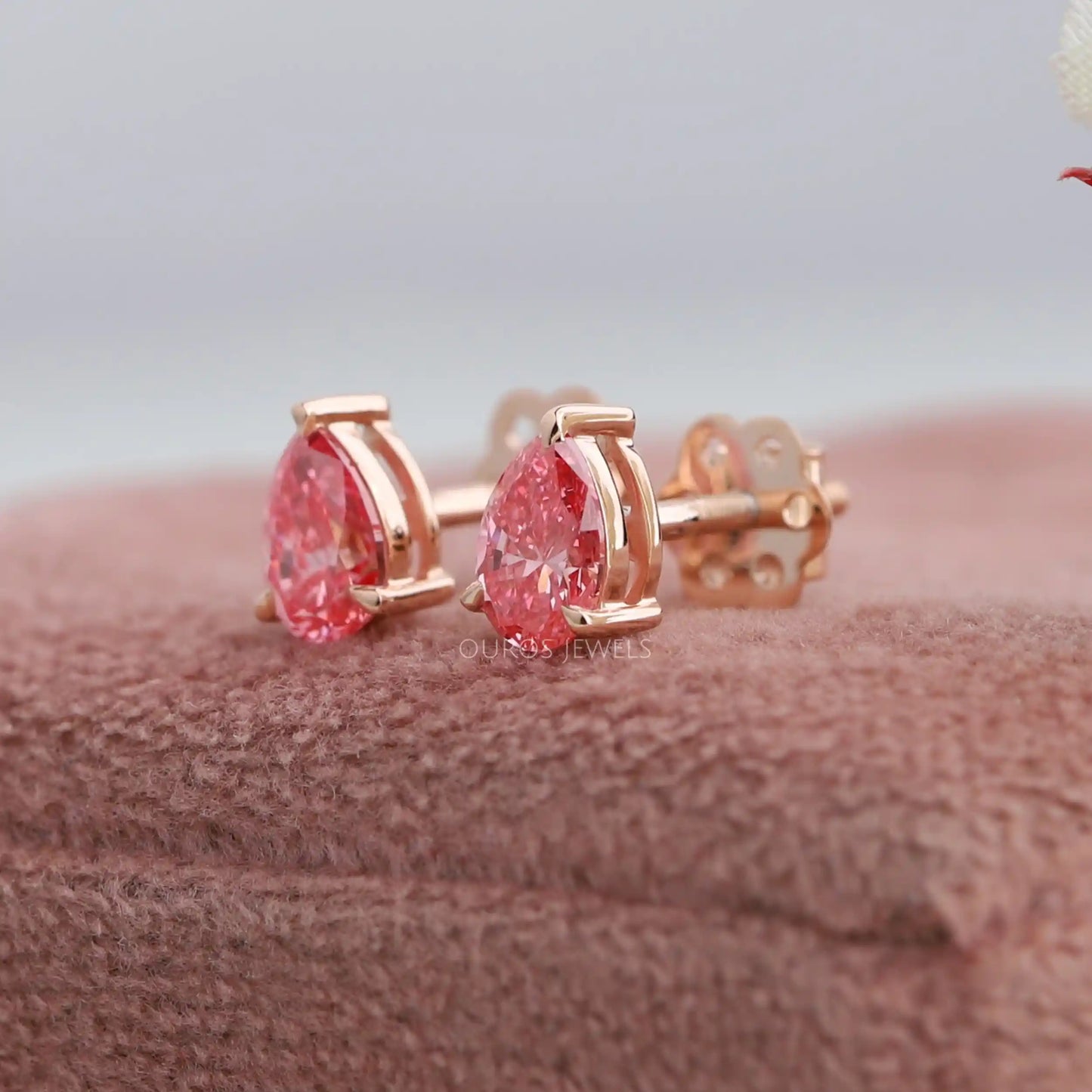Pink Pear Shaped Stud Earrings