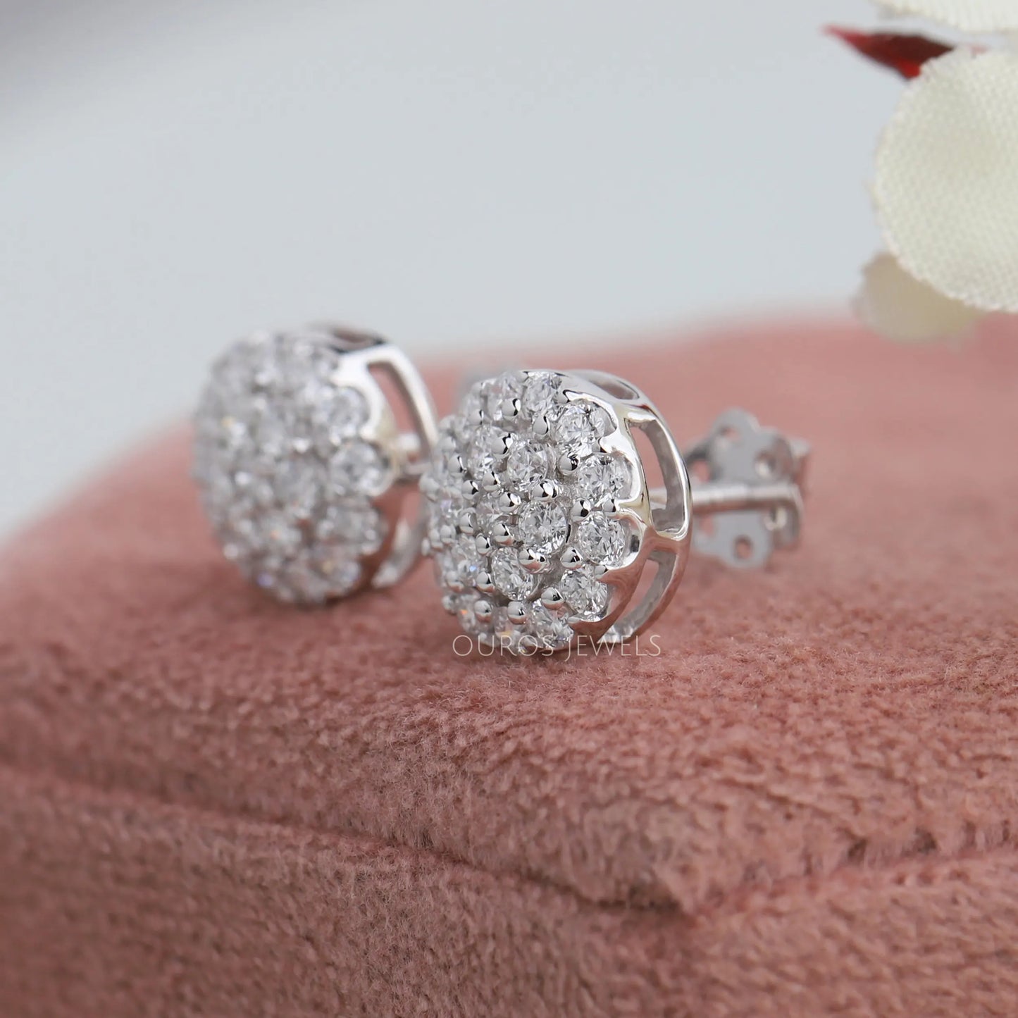 Round Lab Diamond Cluster Earrings