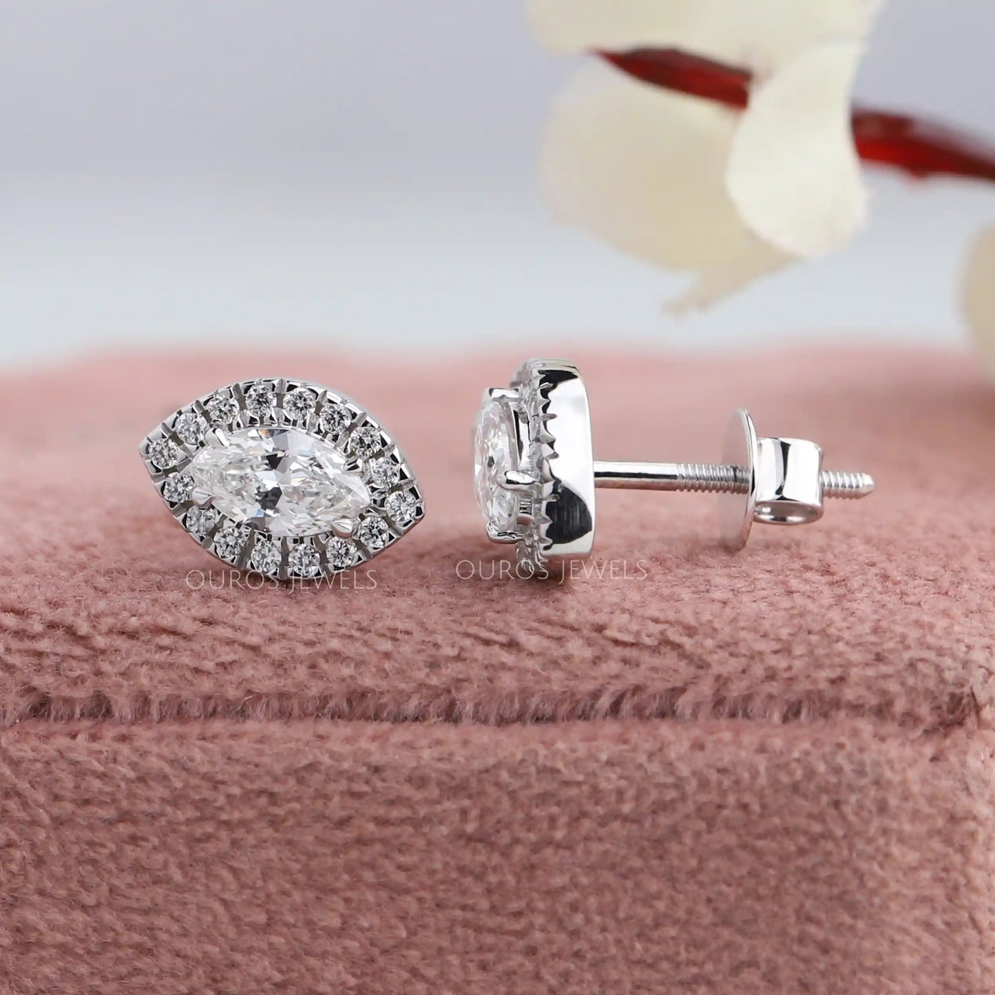 Marquise Cut Diamond Halo Earrings