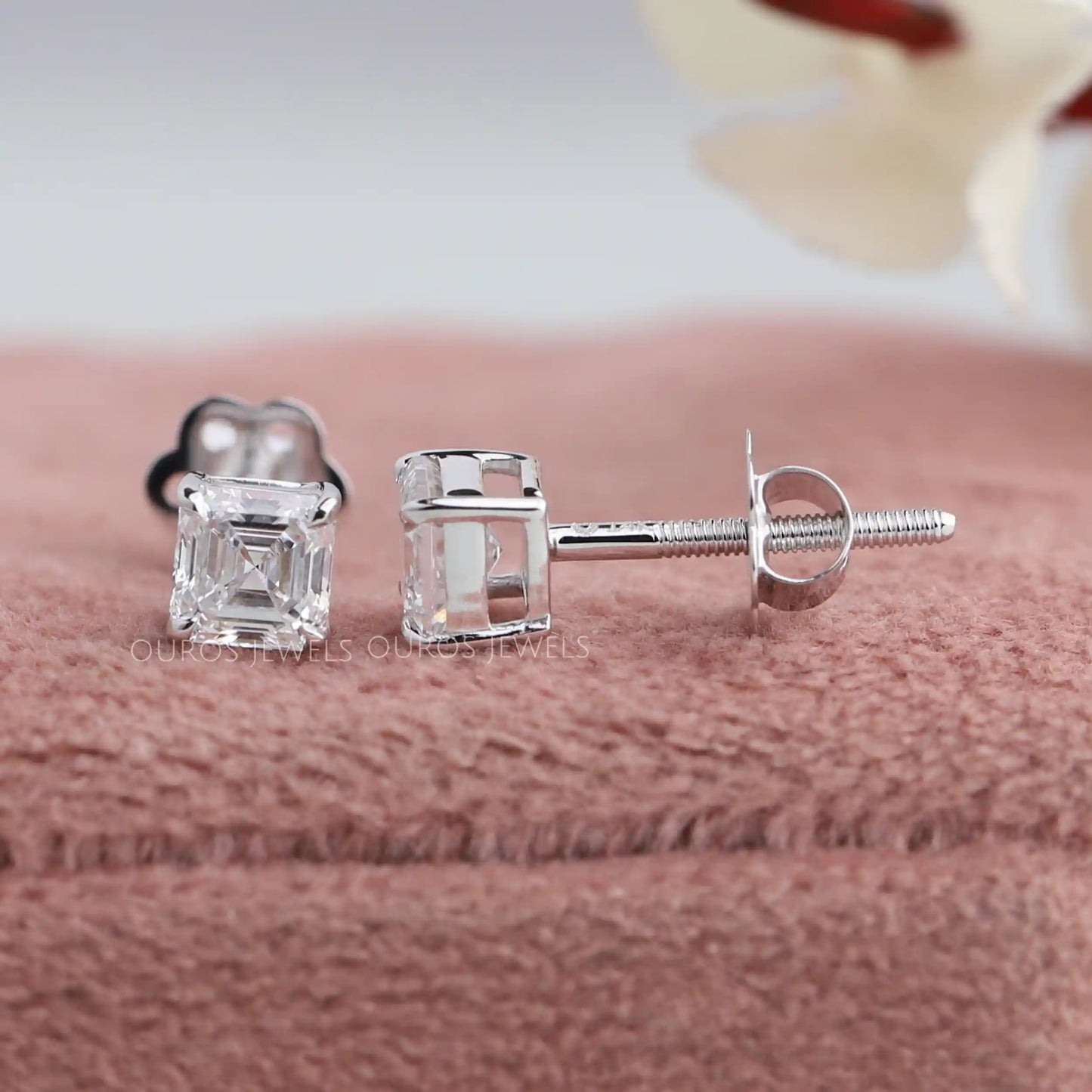 Asscher Cut Diamond Stud Earrings