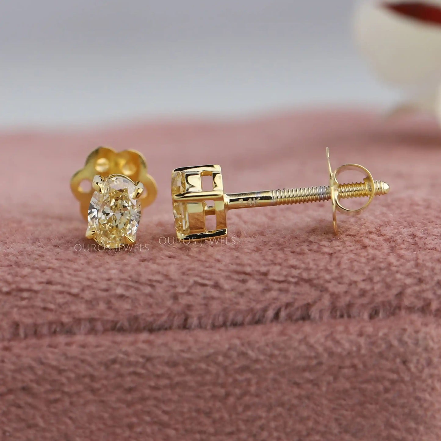 Yellow Oval Cut Stud Earrings