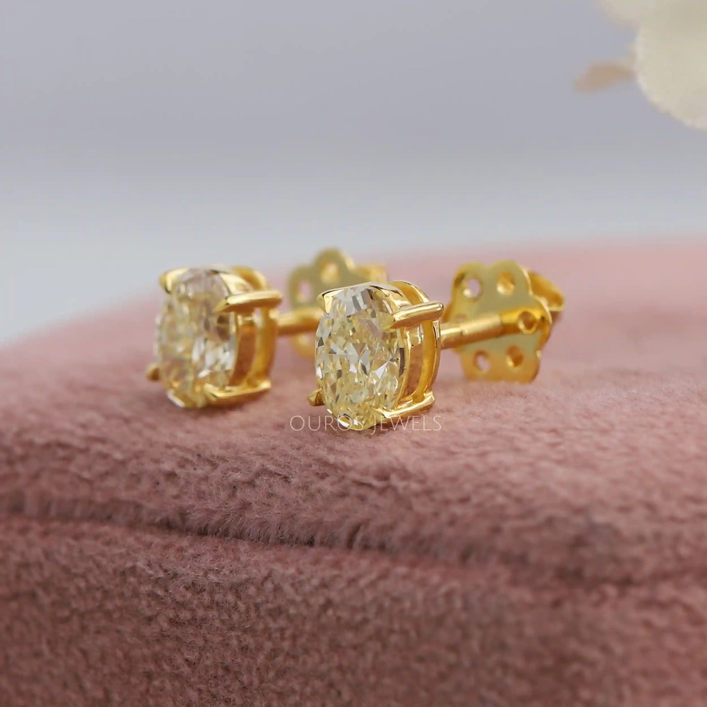Yellow Oval Cut Studs