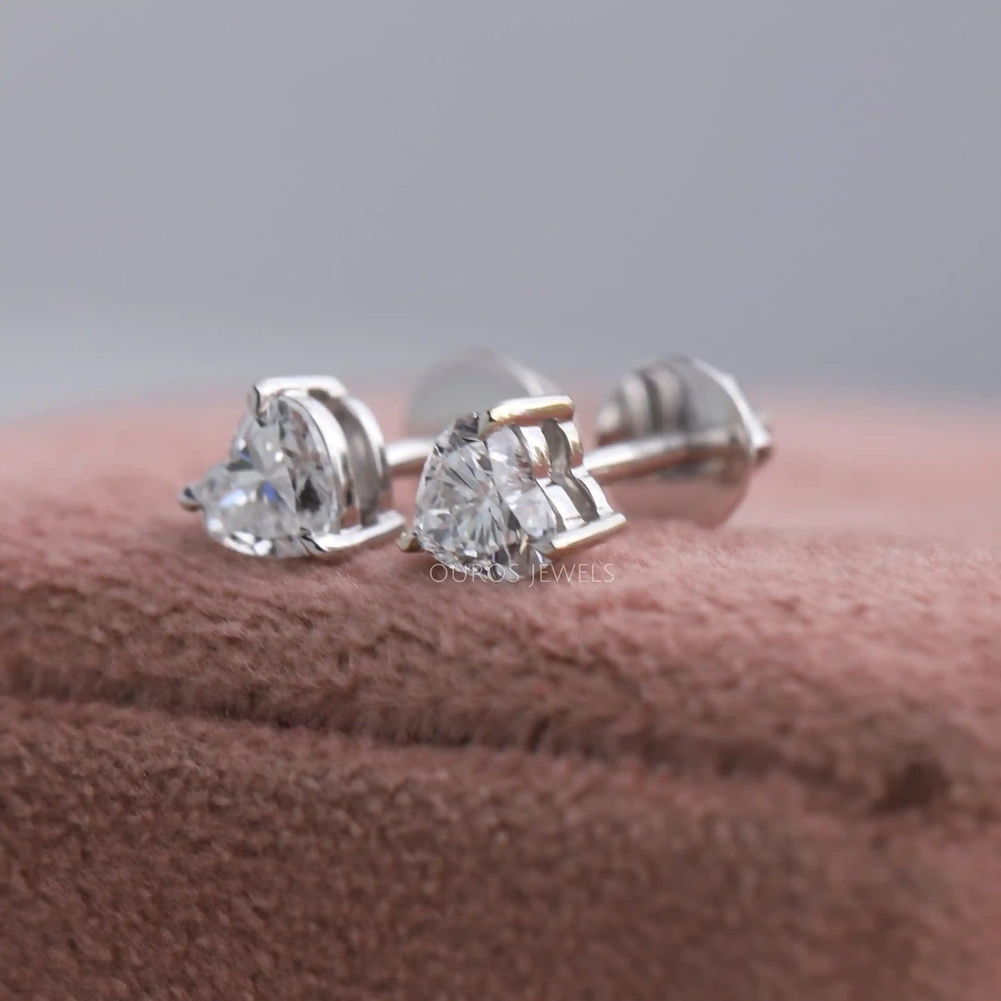 Heart Cut Diamond Stud Earrings