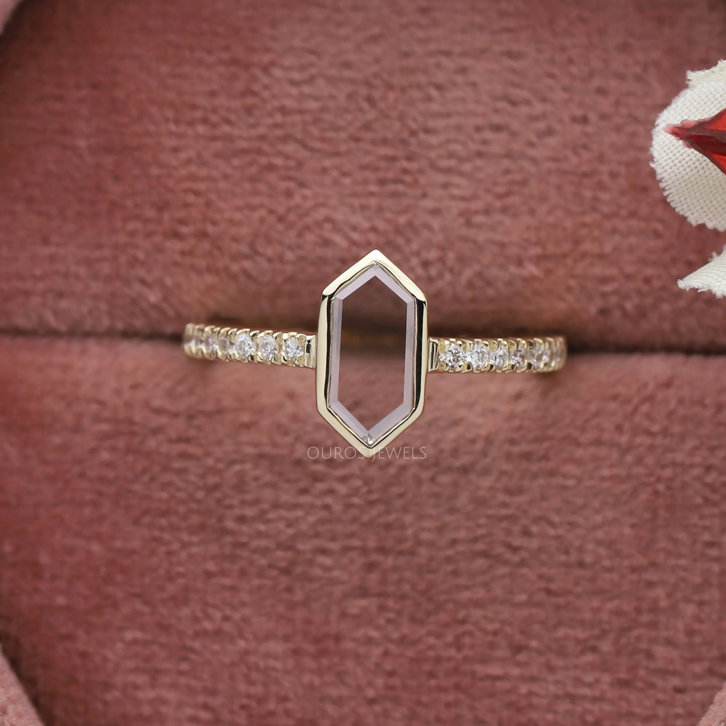 Bezel Set Hexagon Cut Solitaire Ring