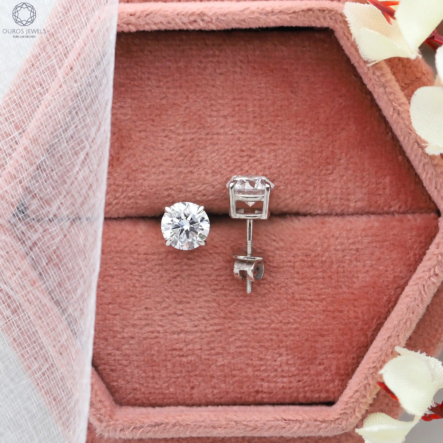 Round Lab Diamond Stud Earrings