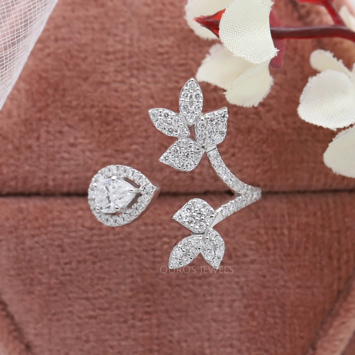 Pear Cut Lab Diamond Engagement Ring