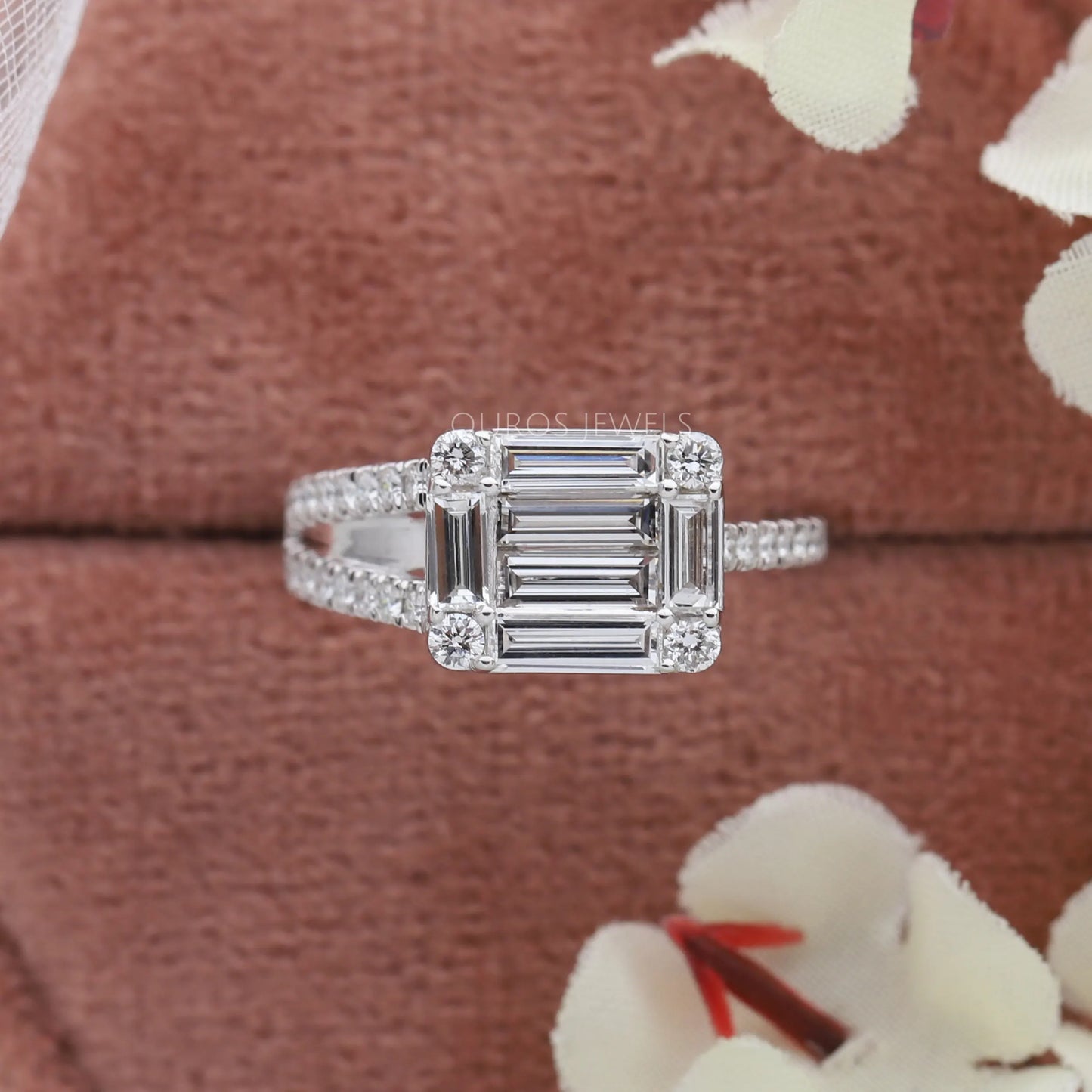 Baguette And Round Diamond Engagement Ring