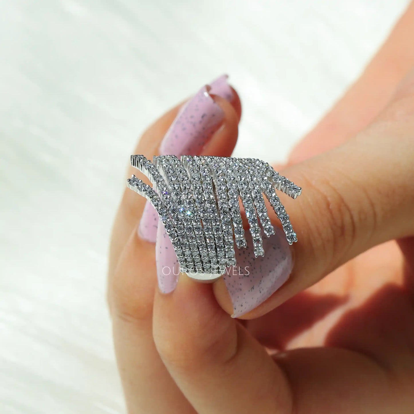 Round Pave Diamond Bypass Band