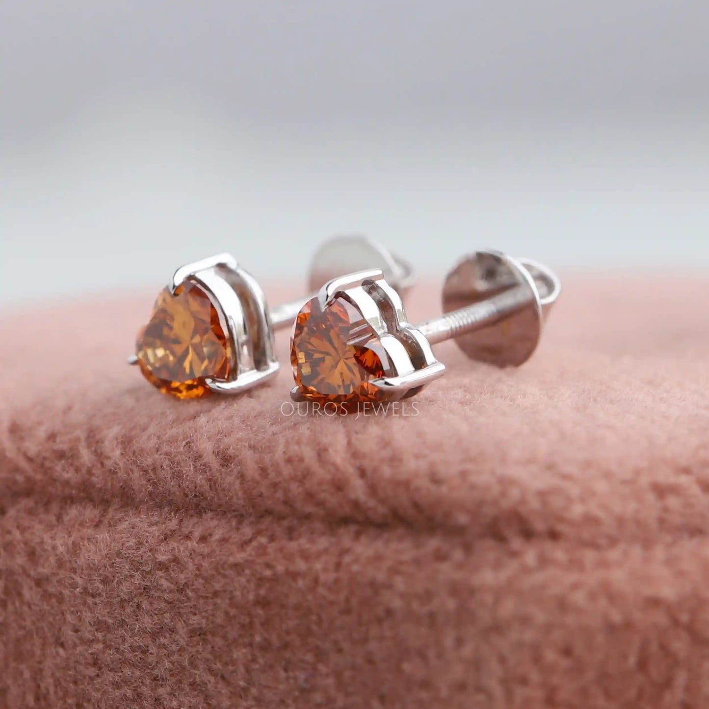 Red Heart Cut Stud Earrings