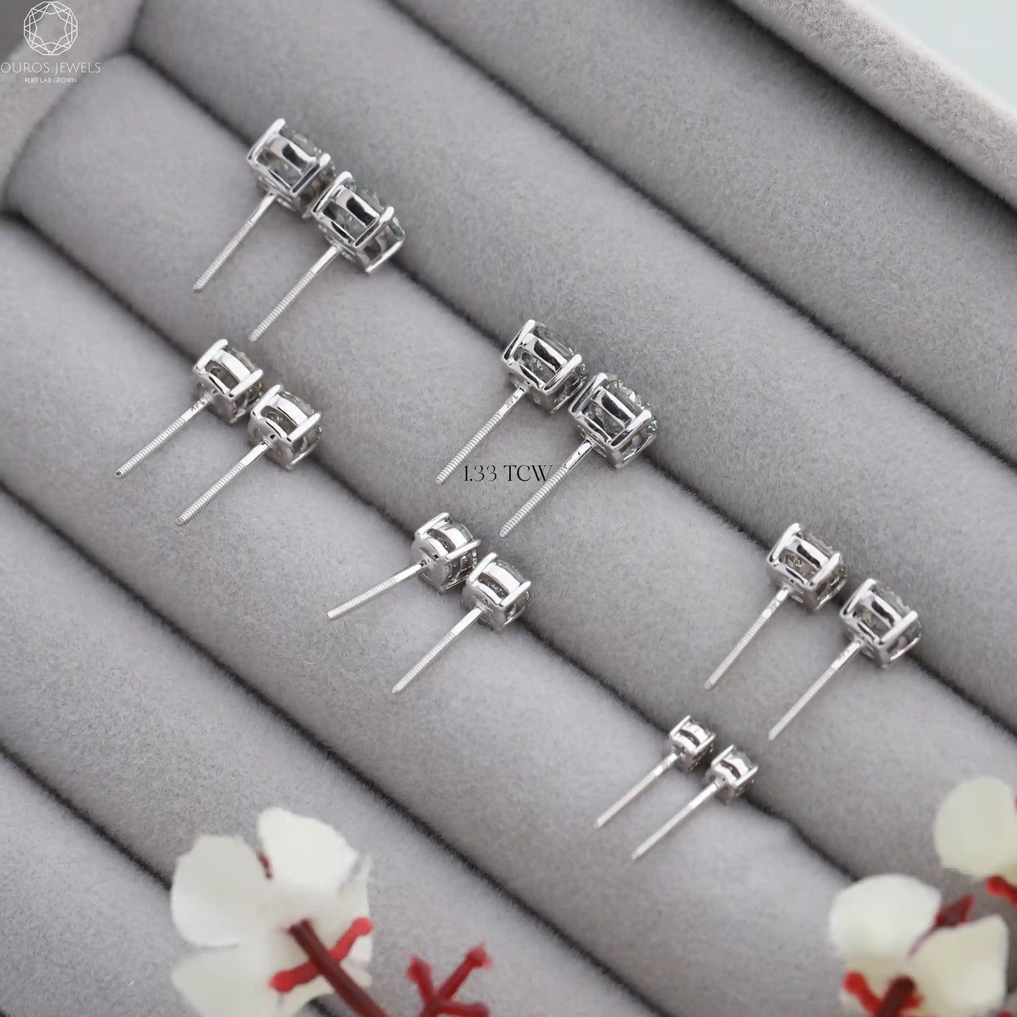 Round Lab Diamond Stud Earrings