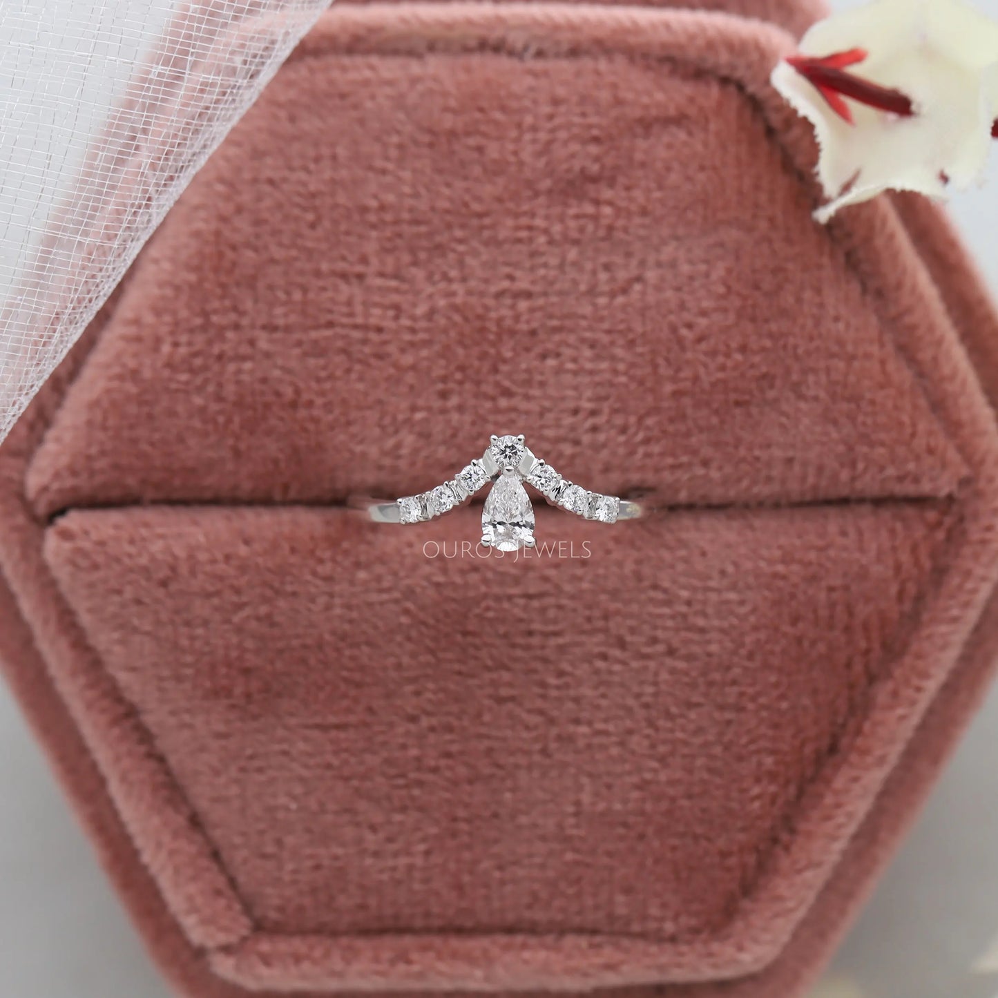 Pear Cut Curved Wedding Ring
