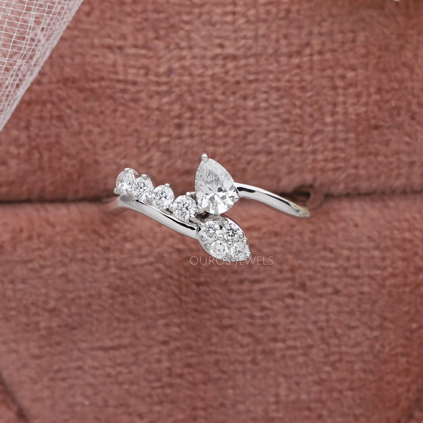 Pear Cut Cluster Diamond Bypass Ring