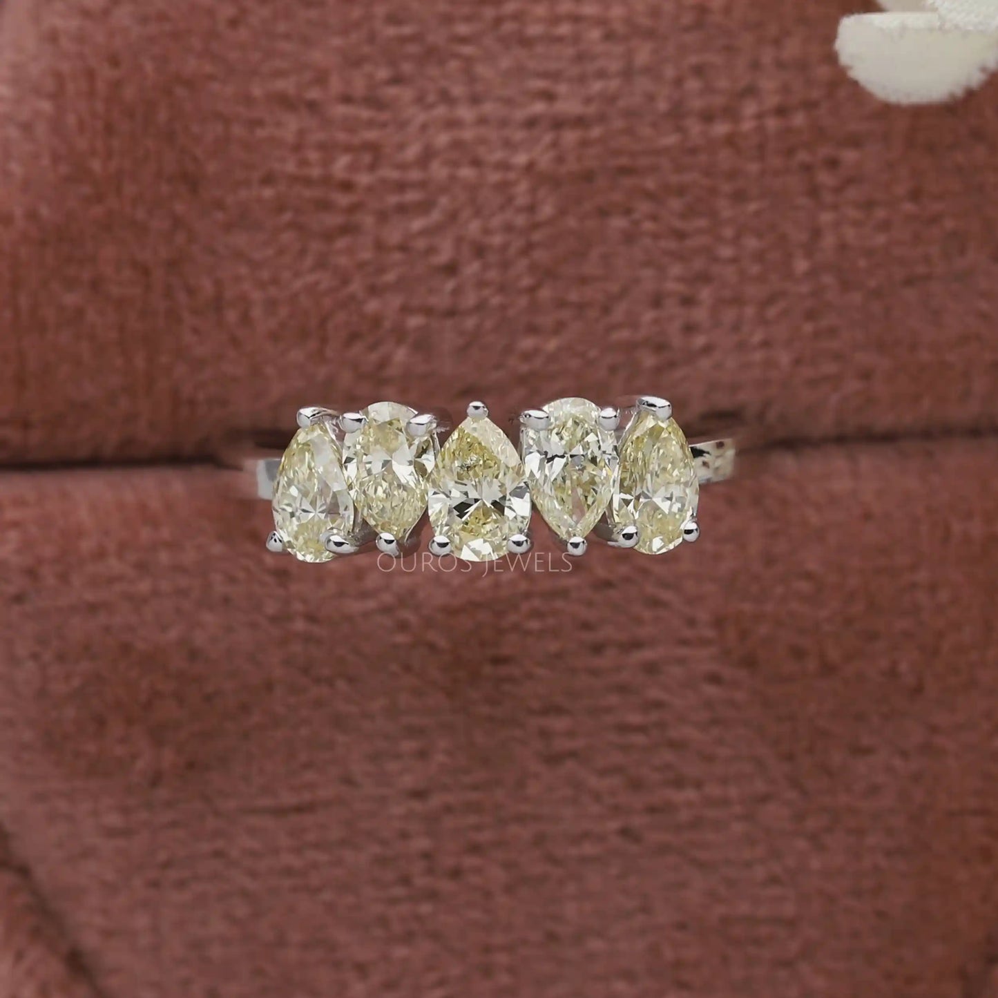 Yellow Pear Cut 5 Stone Ring