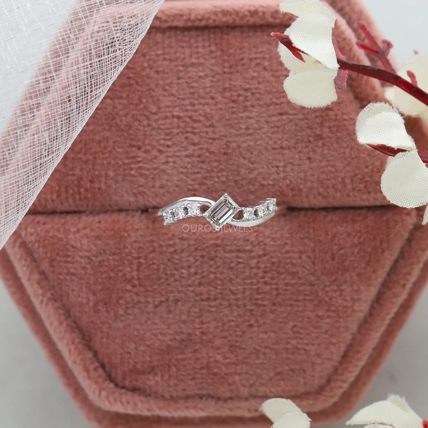 Olive Emerald Cut Dainty Ring