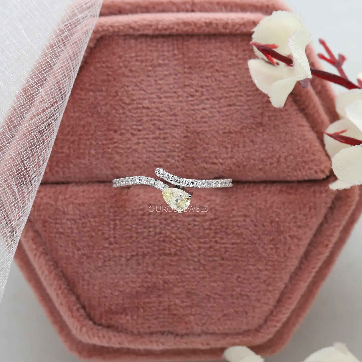 Yellow Pear Cut Diamond Bypass Ring