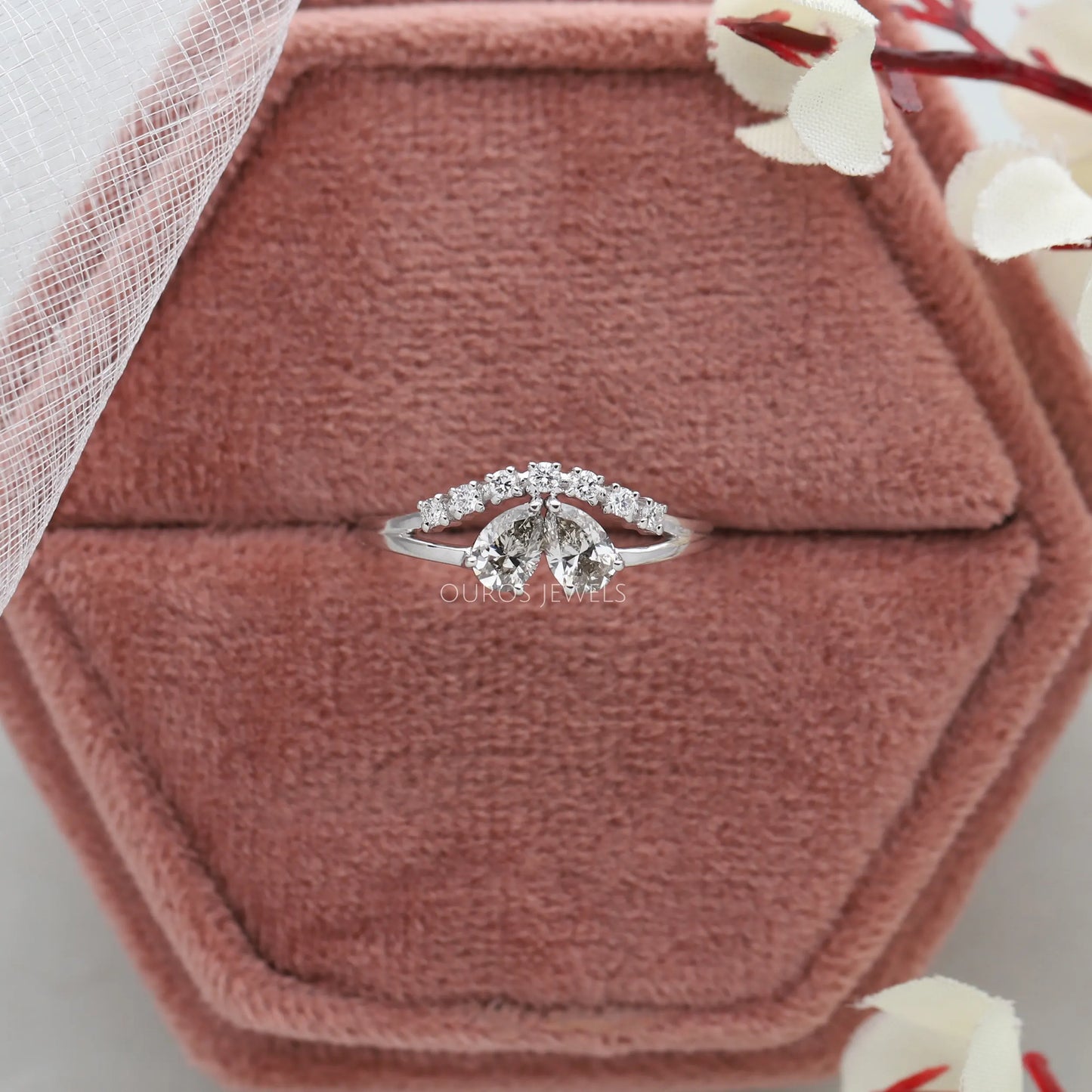 Olive Pear Diamond Dainty Ring