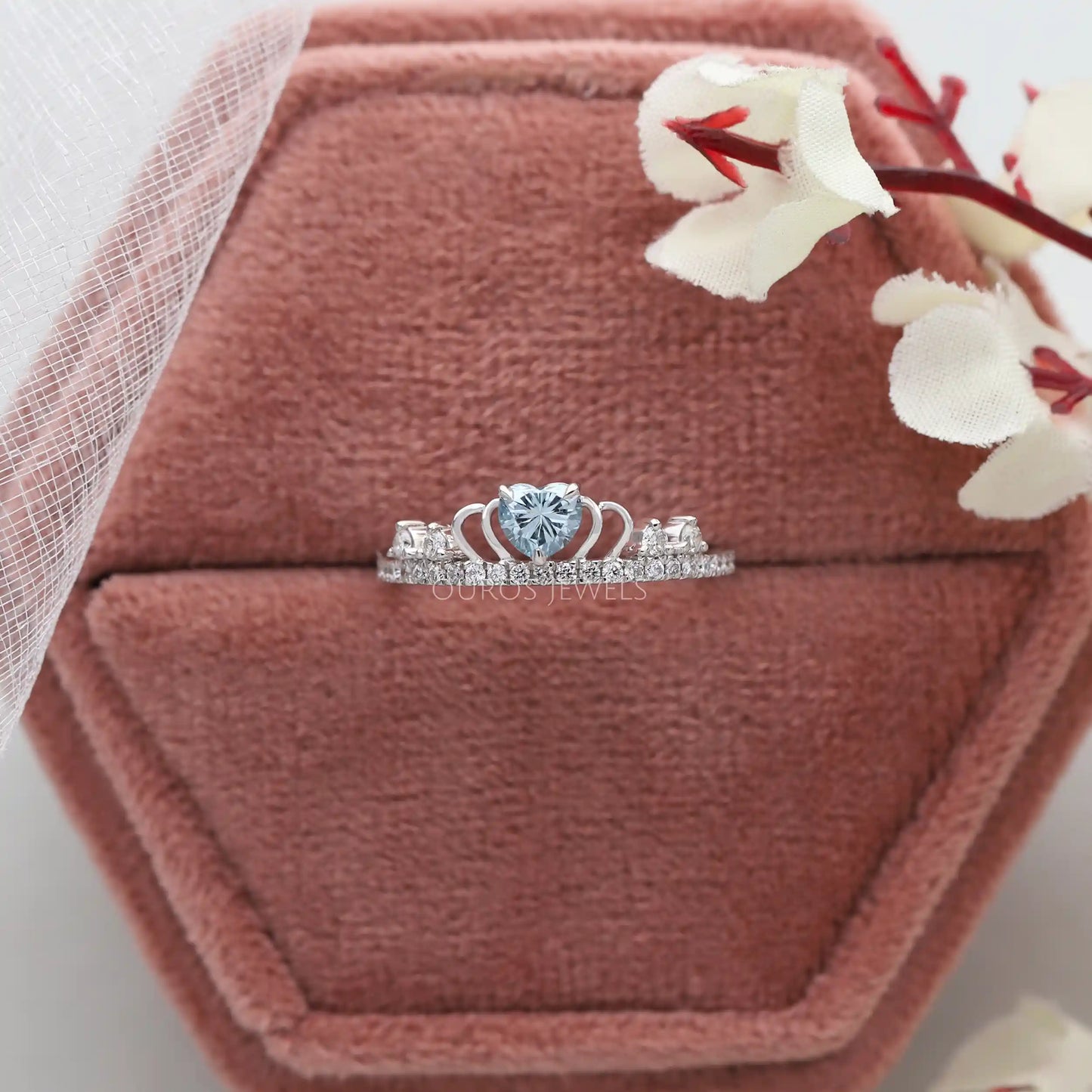 Blue Heart Cut Dainty Ring