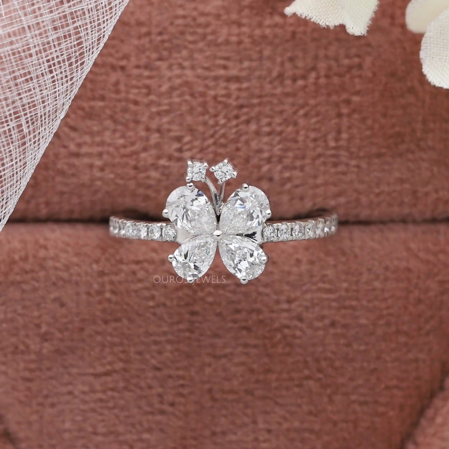 Pear Cut Accent Diamond Ring