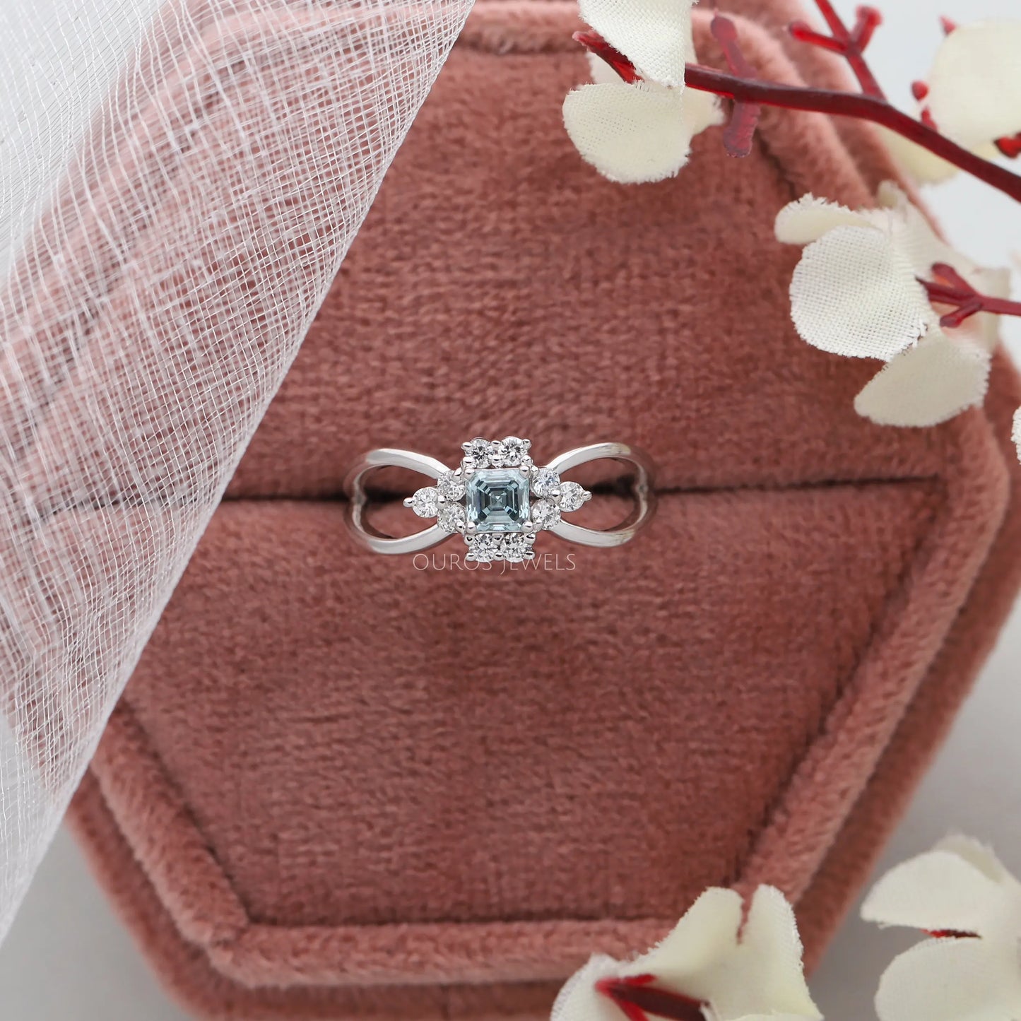 Asscher Cut Cluster Diamond Ring