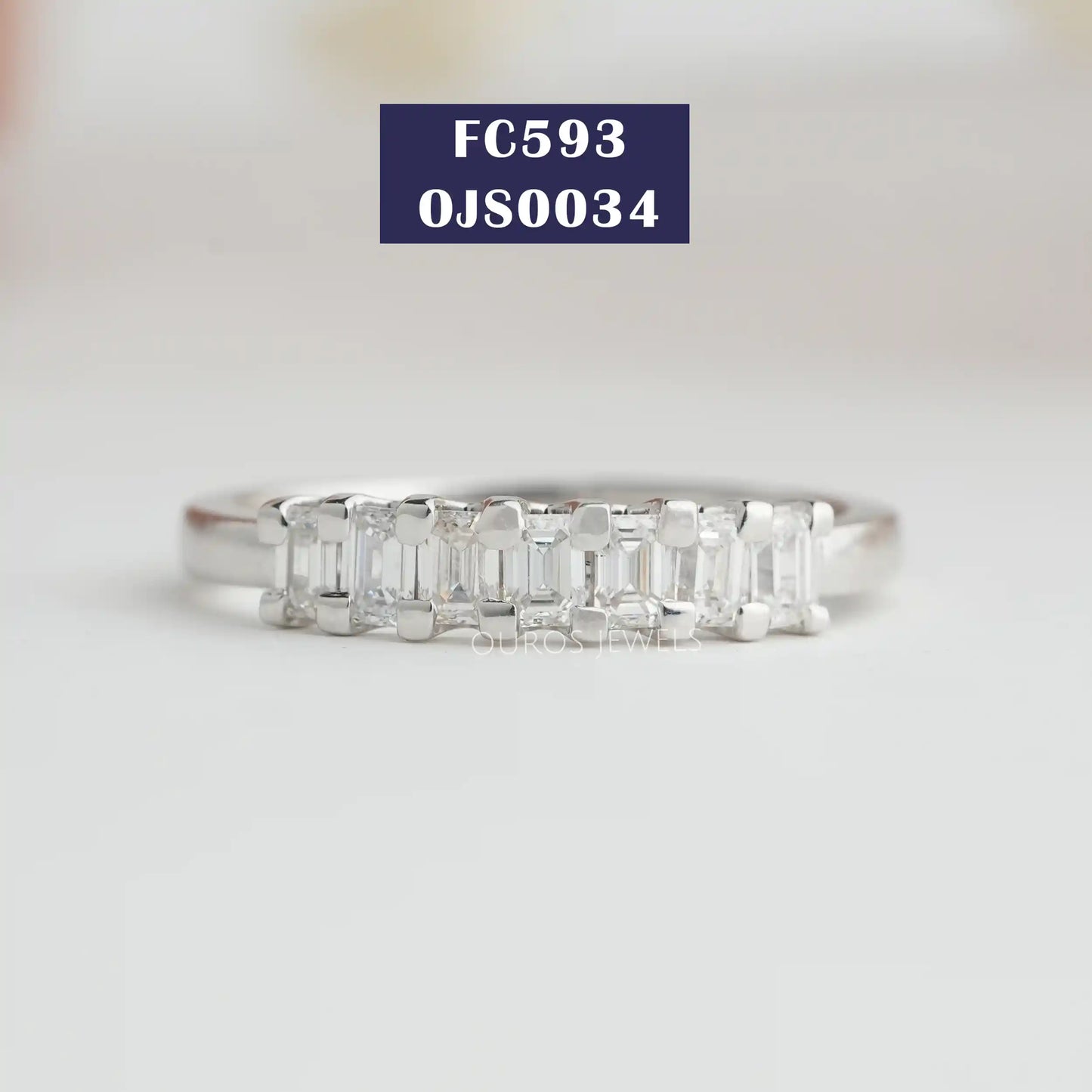 Emerald Diamond Half Eternity Band
