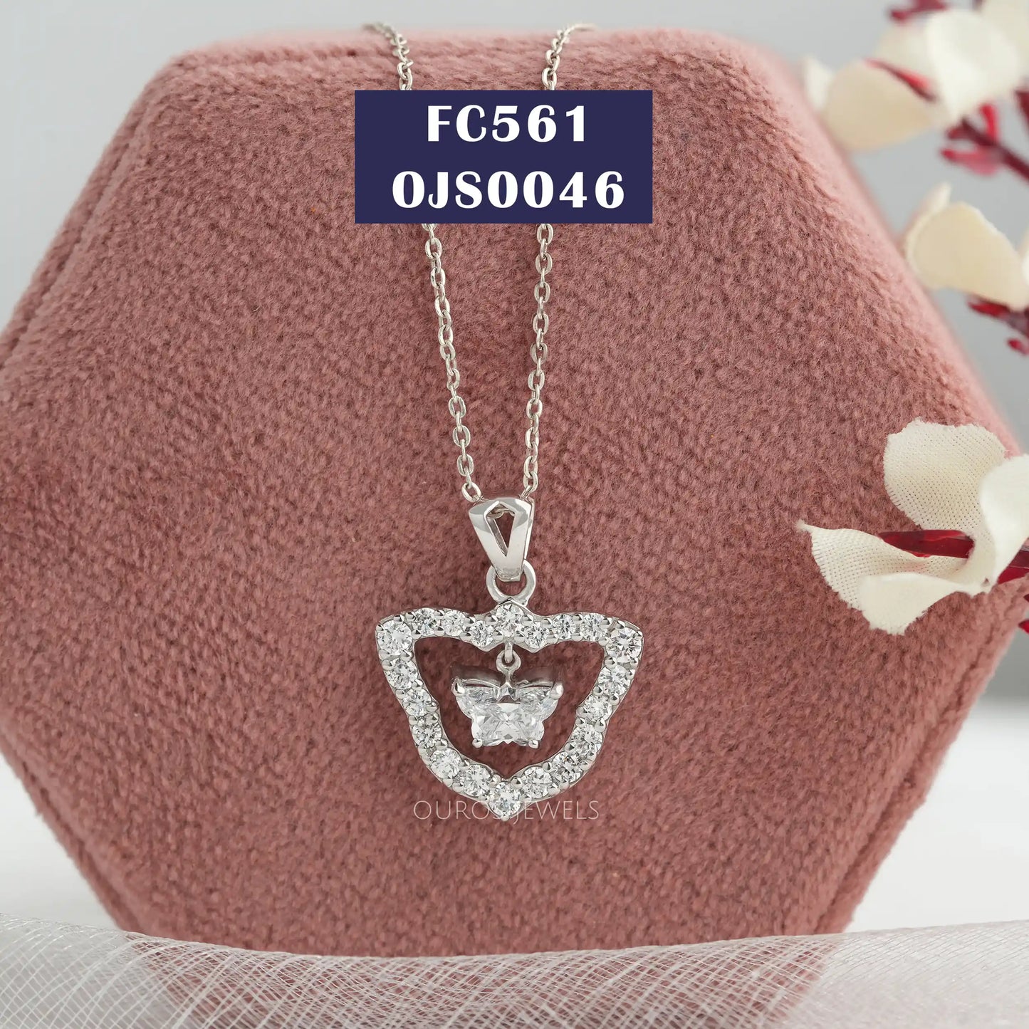 Butterfly Cut Diamond Halo Necklace