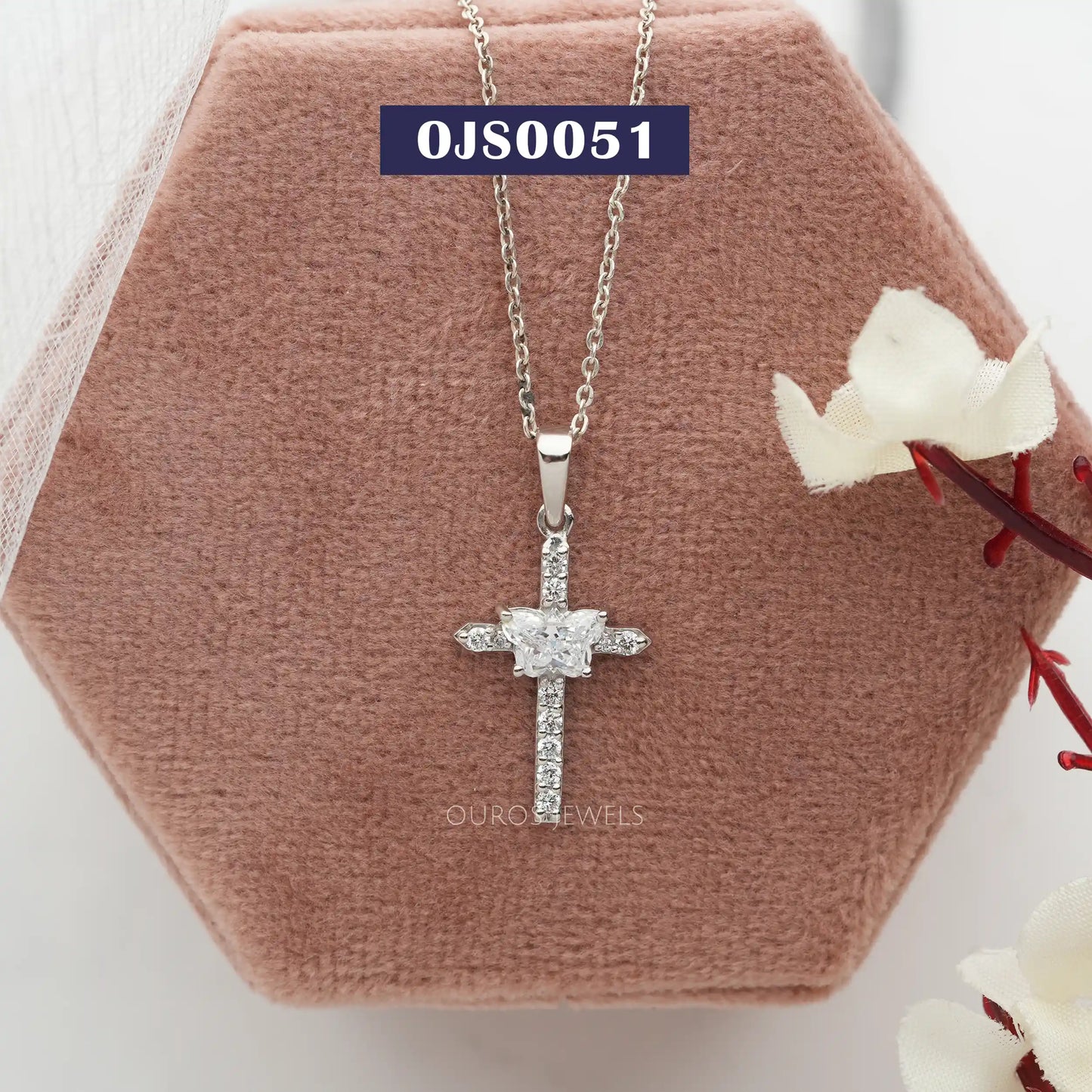 Round Cut Diamond Cross Necklaces