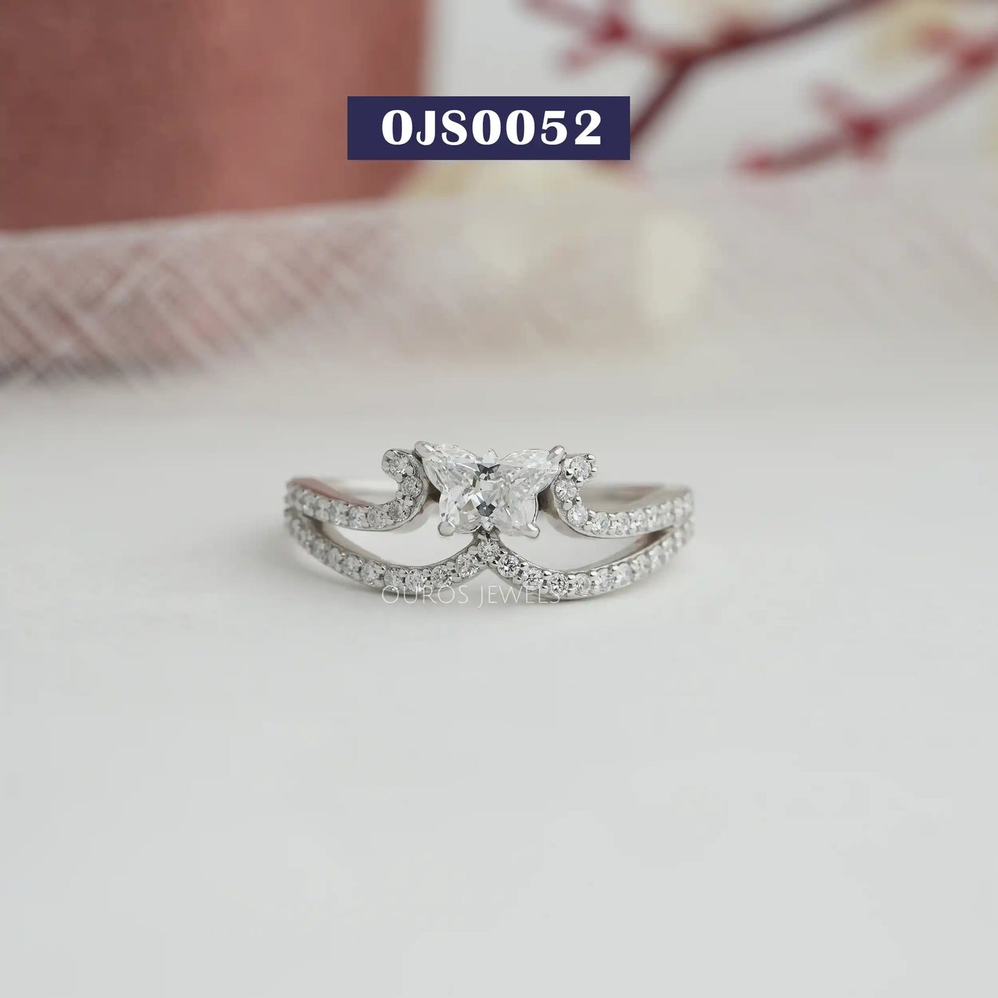 Butterfly Diamond Split Shank Ring