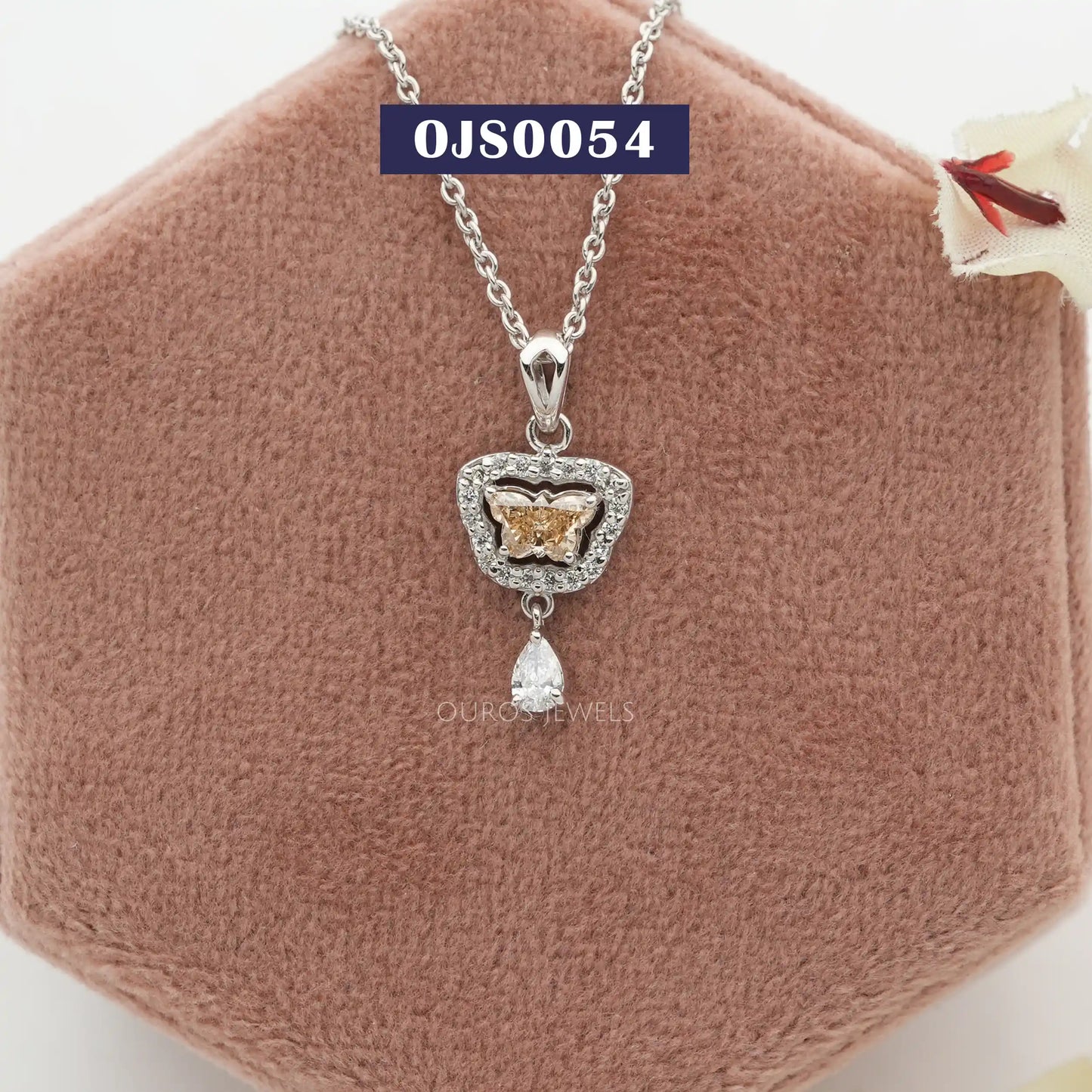 Yellow Butterfly Cut Halo Necklace