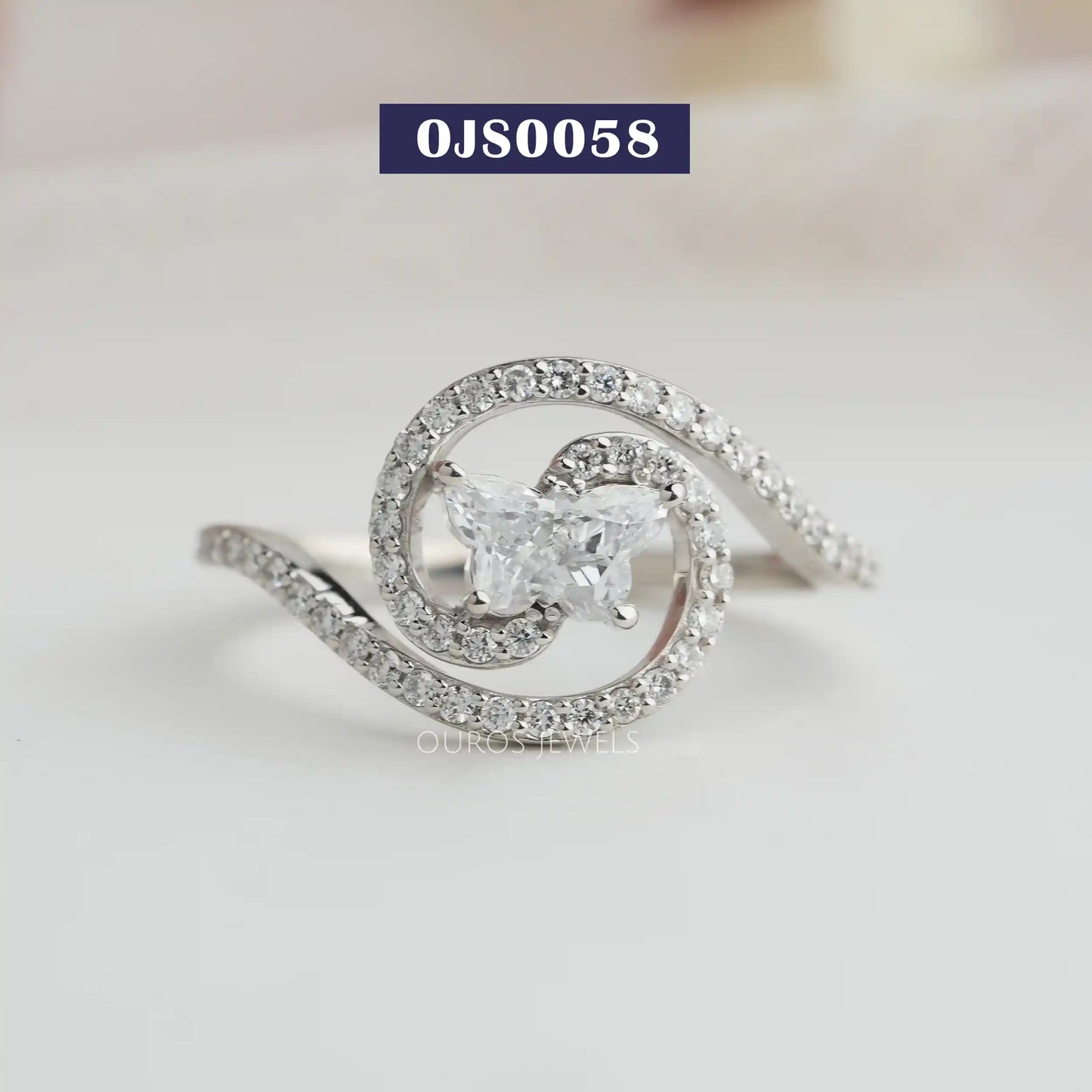 Butterfly Cut Diamond Swirl Ring