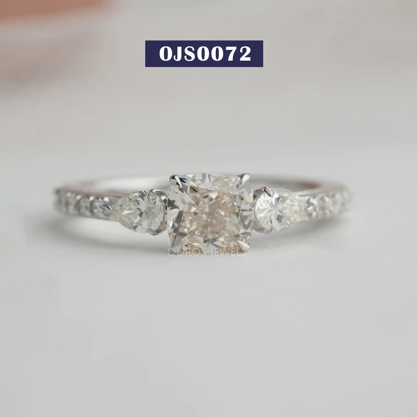 Cushion Cut Solitaire Accent Ring