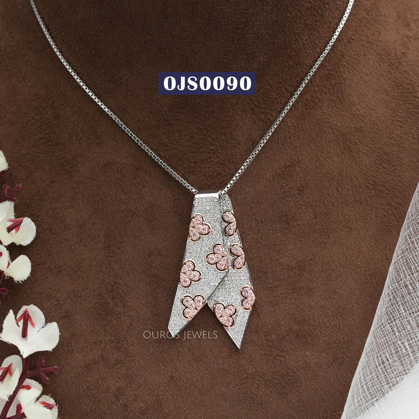 Pink Round Cut Diamond Necklace