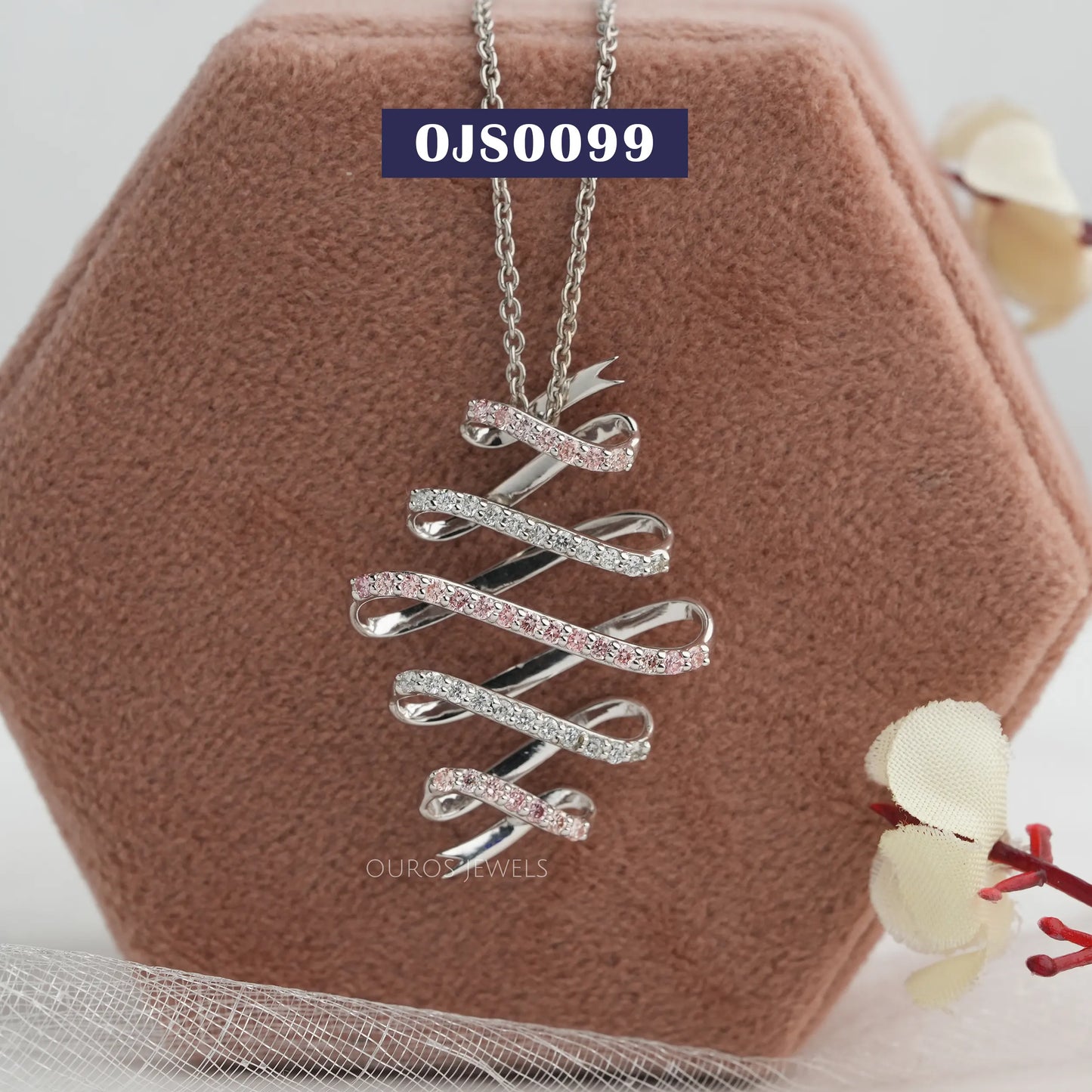 Round Lab Diamond Spiral Necklace
