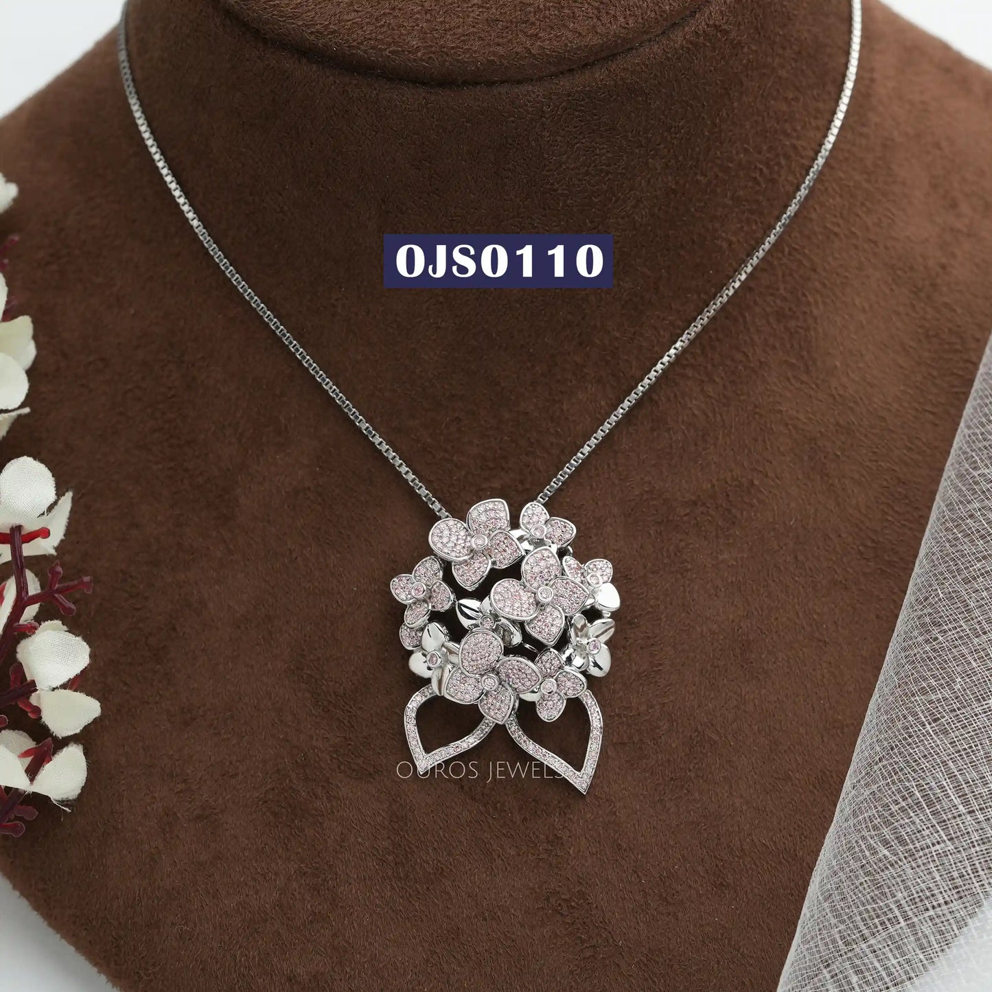 Fancy Pink Round Diamond Necklace