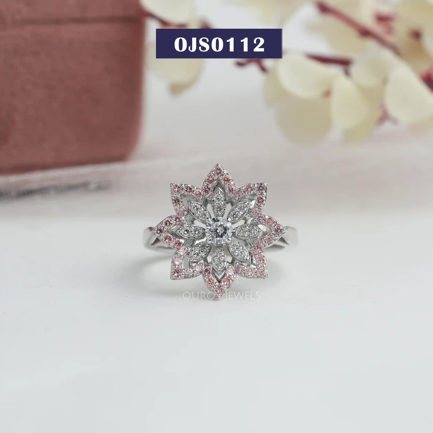 Flower Shape Round Cluster Diamond Ring