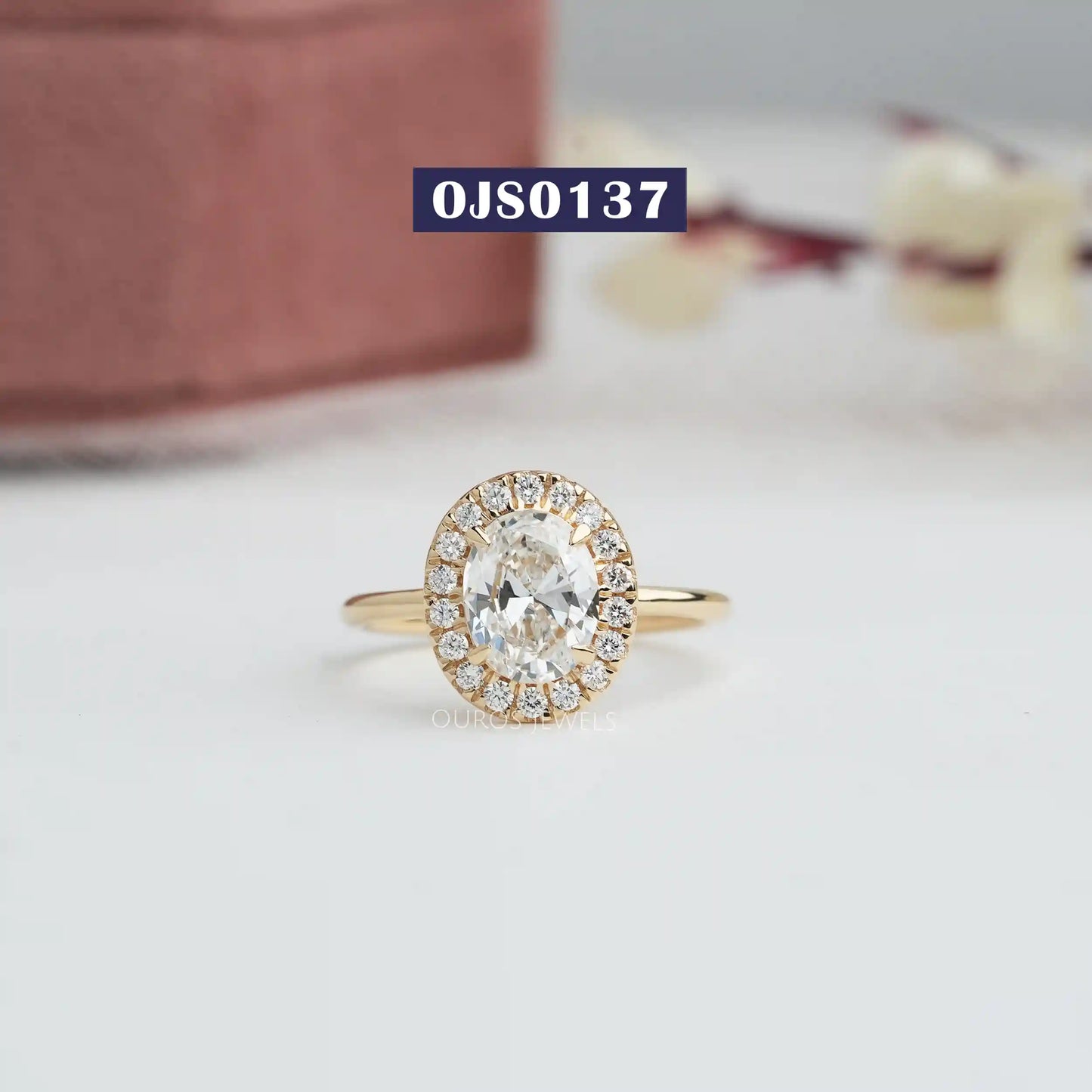 Oval Diamond Halo Engagement Ring