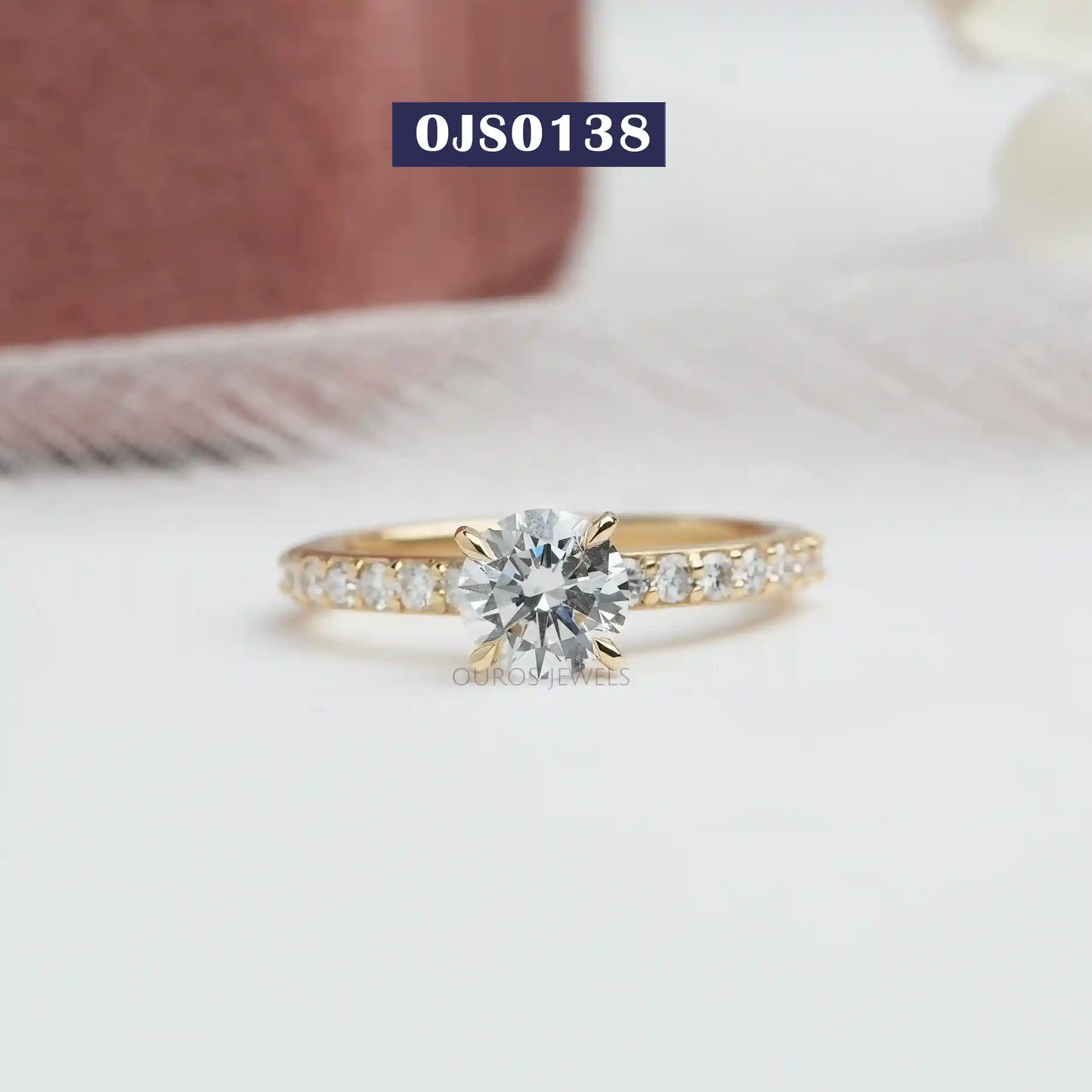 Round Lab Diamond Solitaire Accent Ring