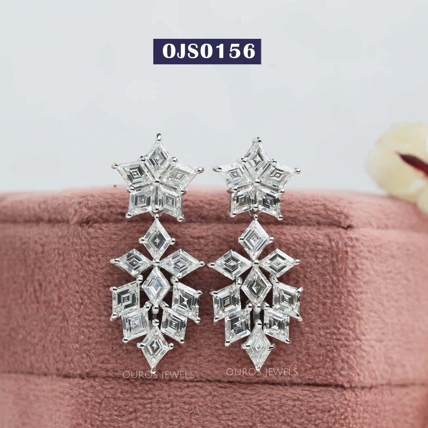 Lozenge Cut Diamond Drop Dangle Earrings