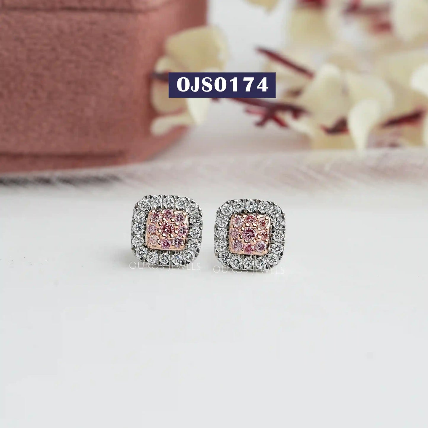 Round Cut Halo Stud Earring