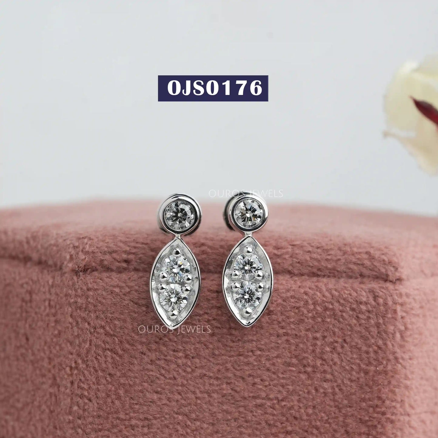 Round Cut Lab Diamond Screw Back  Earrings