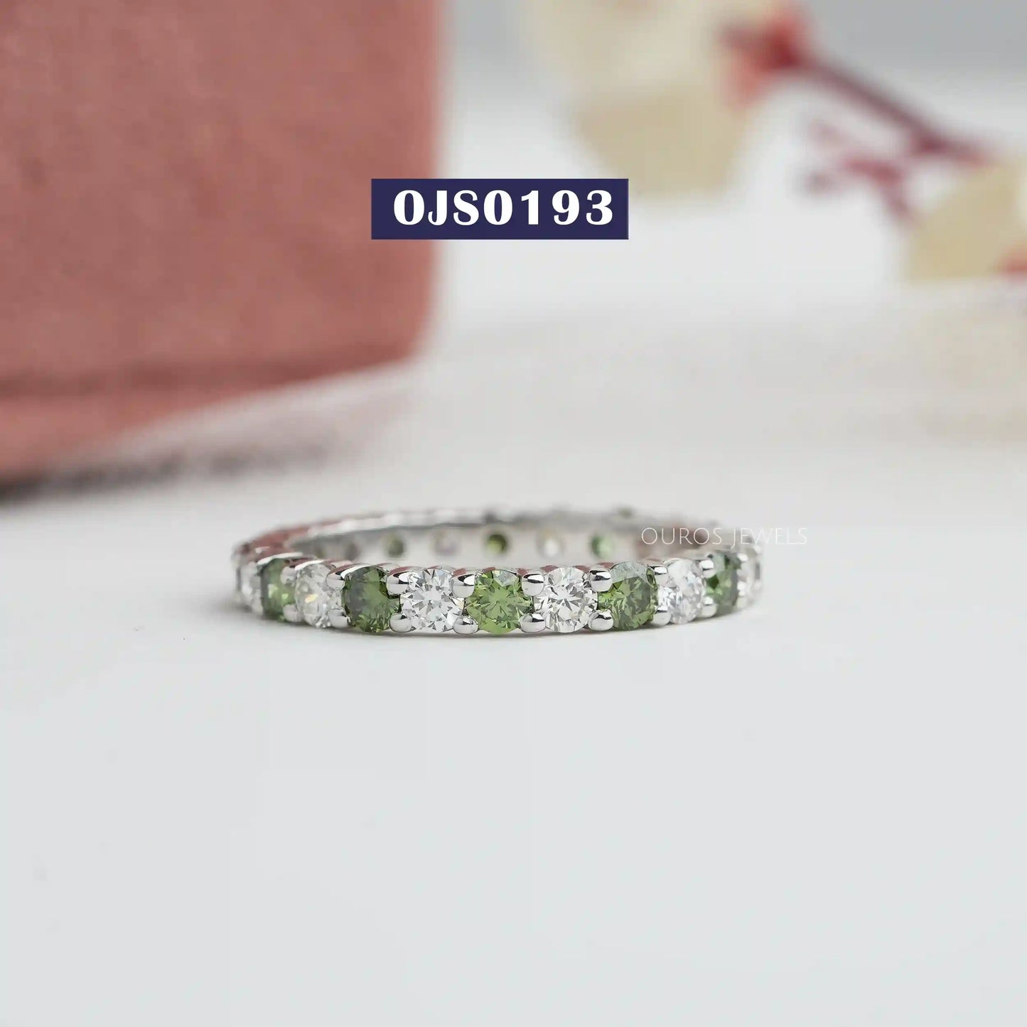 Green Round Cut Lab Diamond Eternity Band