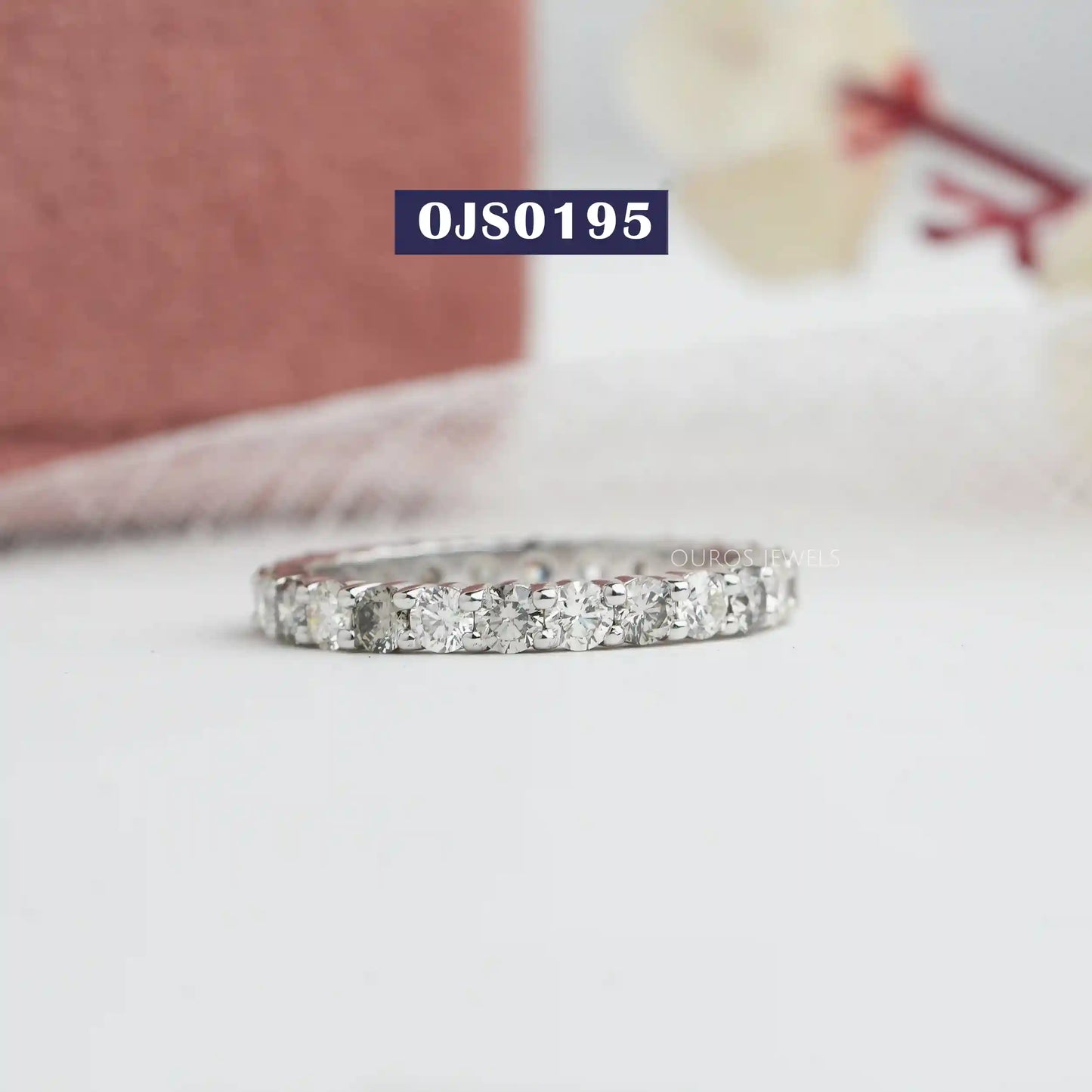 Olive Round Cut Eternity Wedding Band