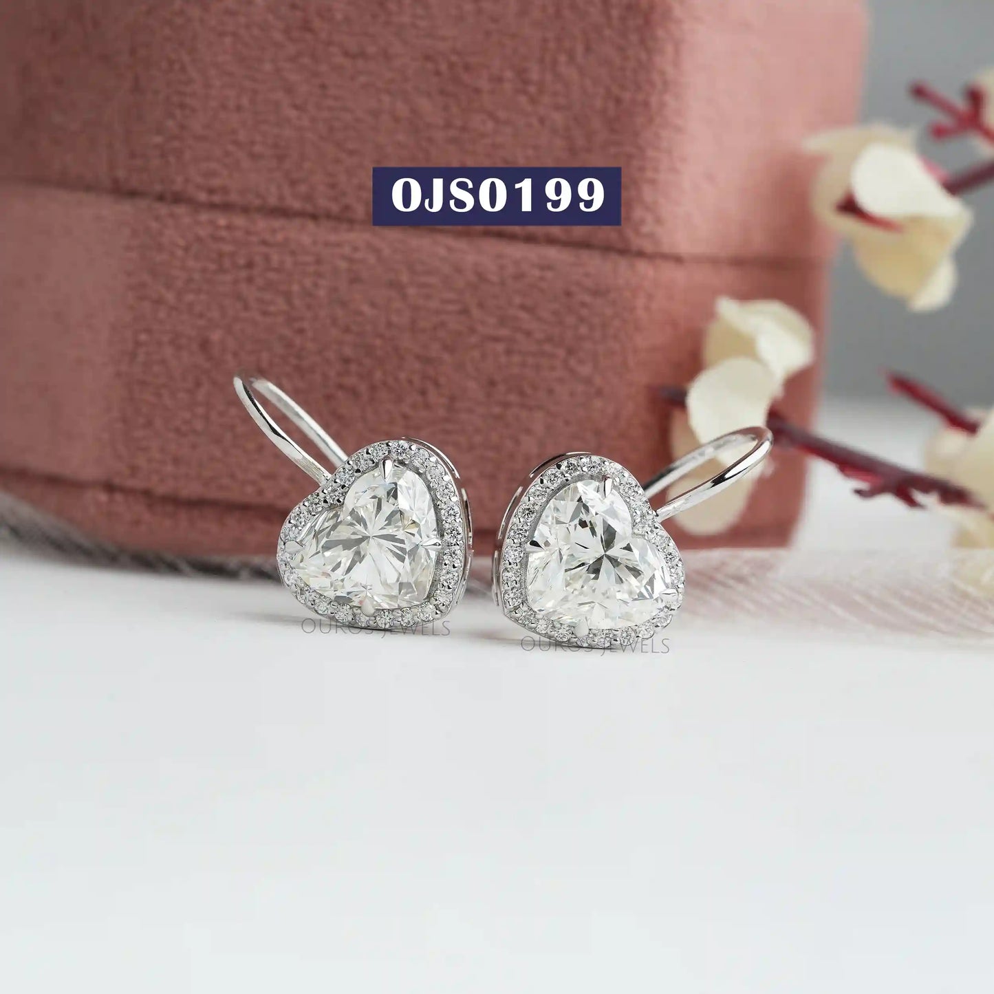 Heart Cut Diamond Halo Earrings