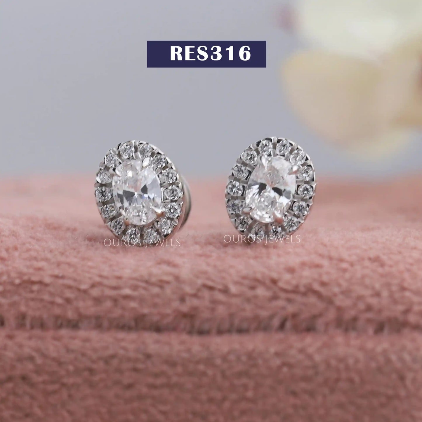 Oval Cut Lab Diamond Halo Earrings