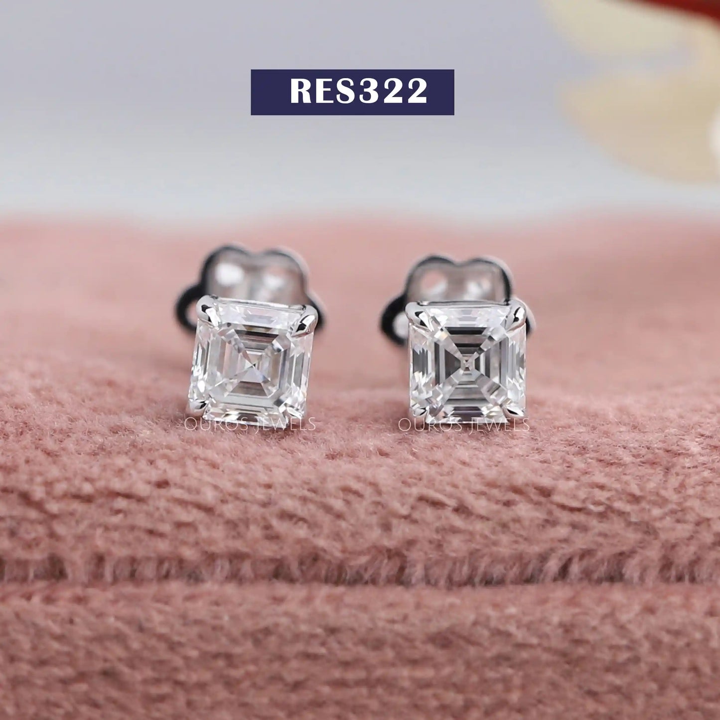 Asscher Cut Diamond Stud Earrings