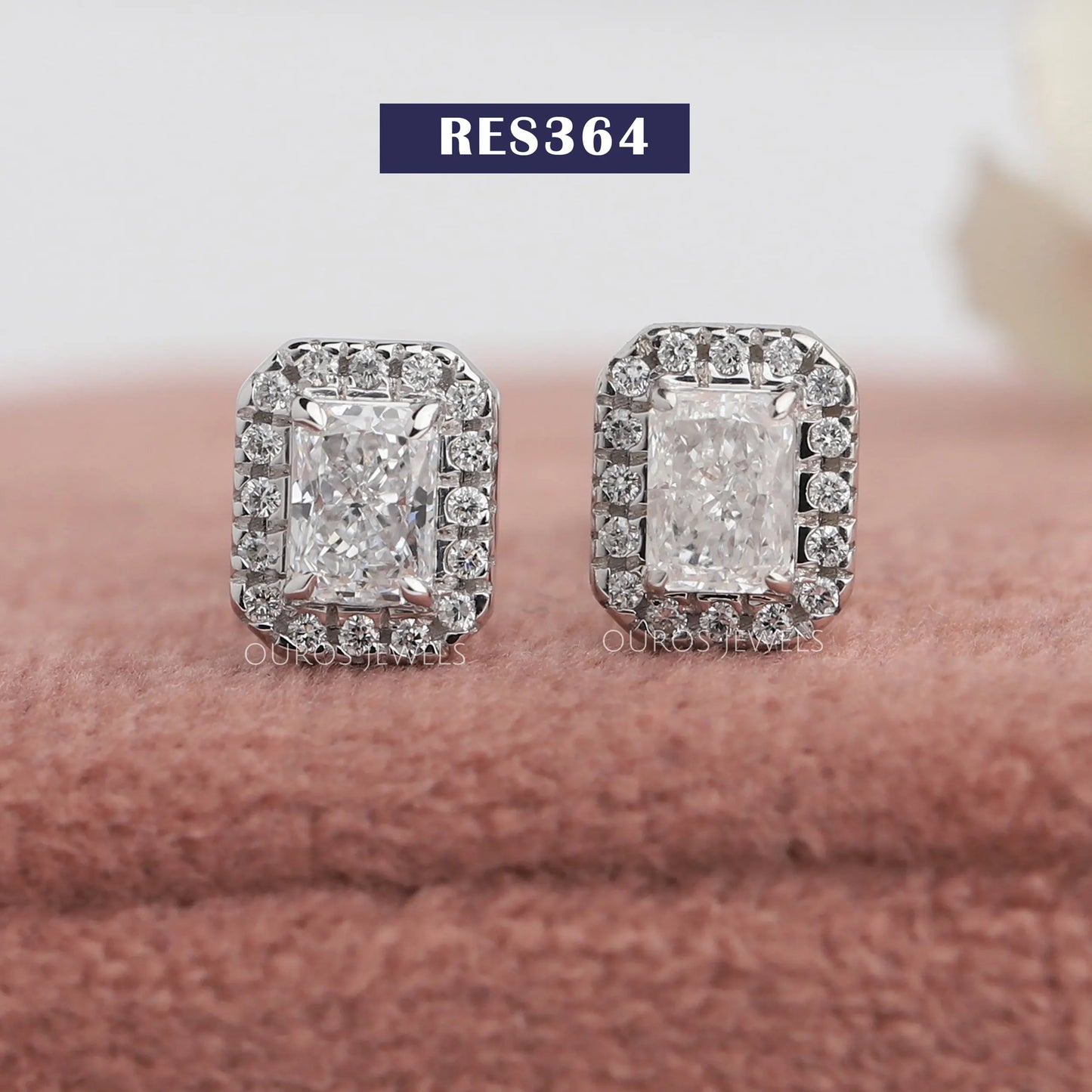 Radiant Cut Diamond Halo Earrings
