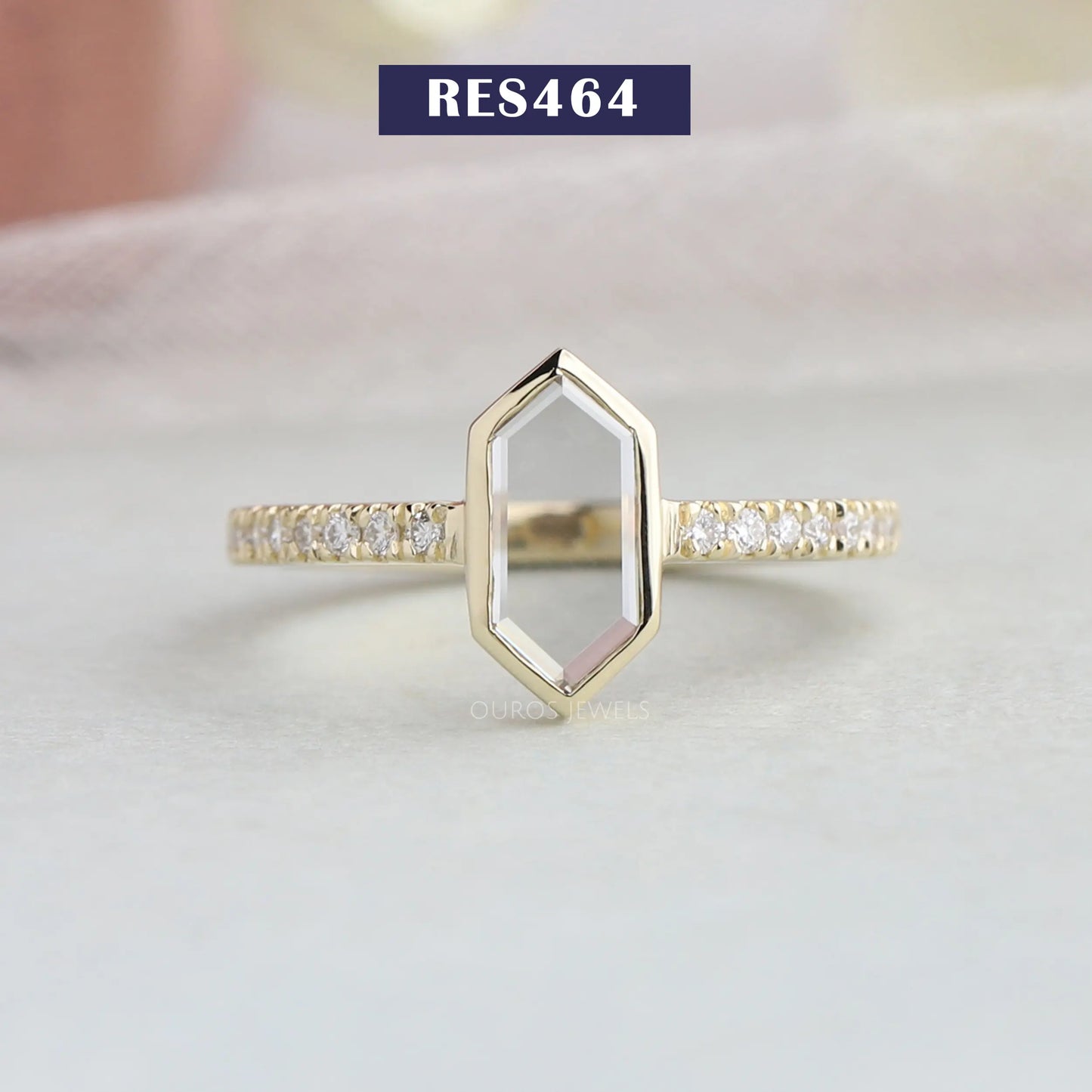 Bezel Set Hexagon Cut Solitaire Ring