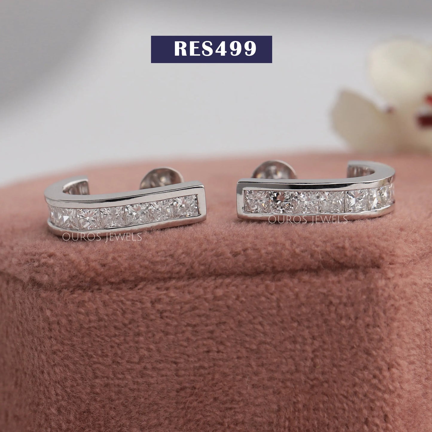 Princess Cut Bezel Set Earrings